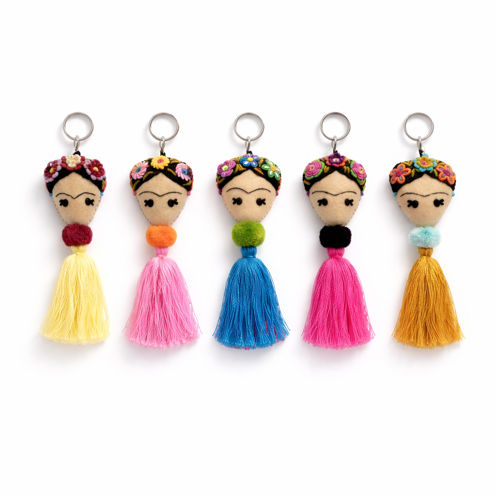 Frida Kahlo Embroidered Keychain / Zipper Pull - Mexico