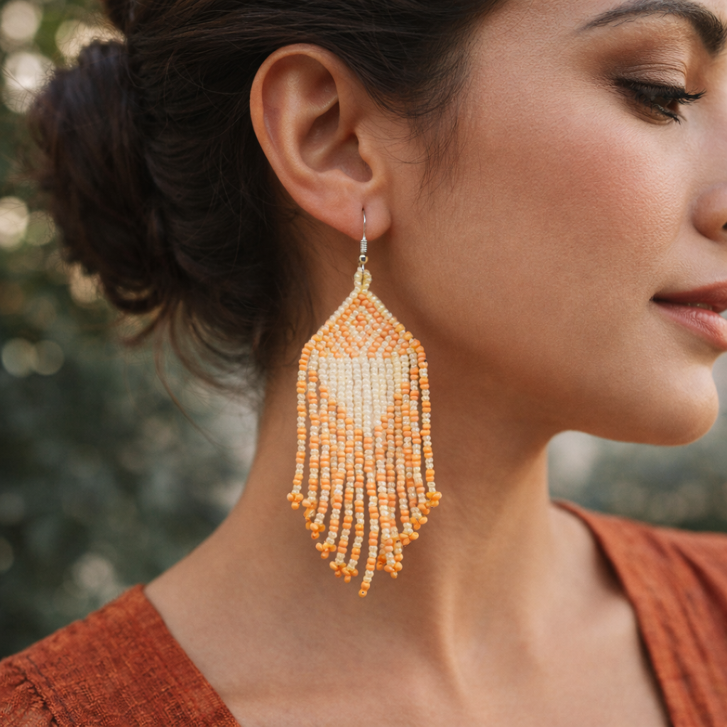 Alegria Seed Bead Peyote Stitch Earrings - Guatemala