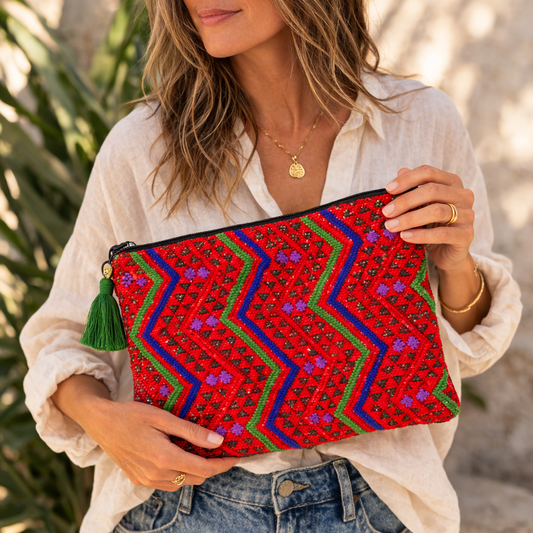 Maya Up-cycled Huipil Cosmetic One-of-a-Kind Bag (2XL) - Guatemala