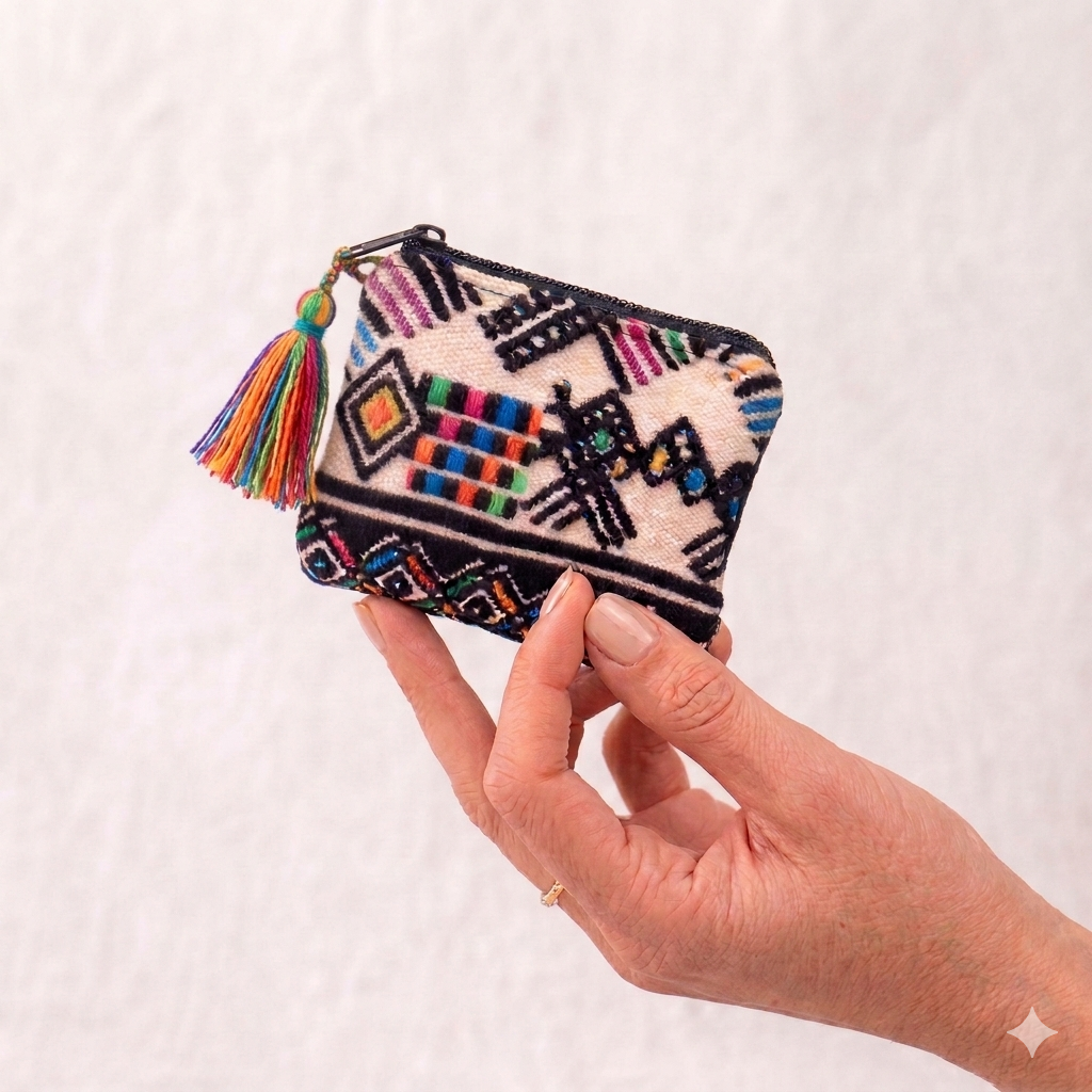Maya Up-cycled Huipil Cosmetic One-of-a-Kind Bag (X-Small) - Guatemala