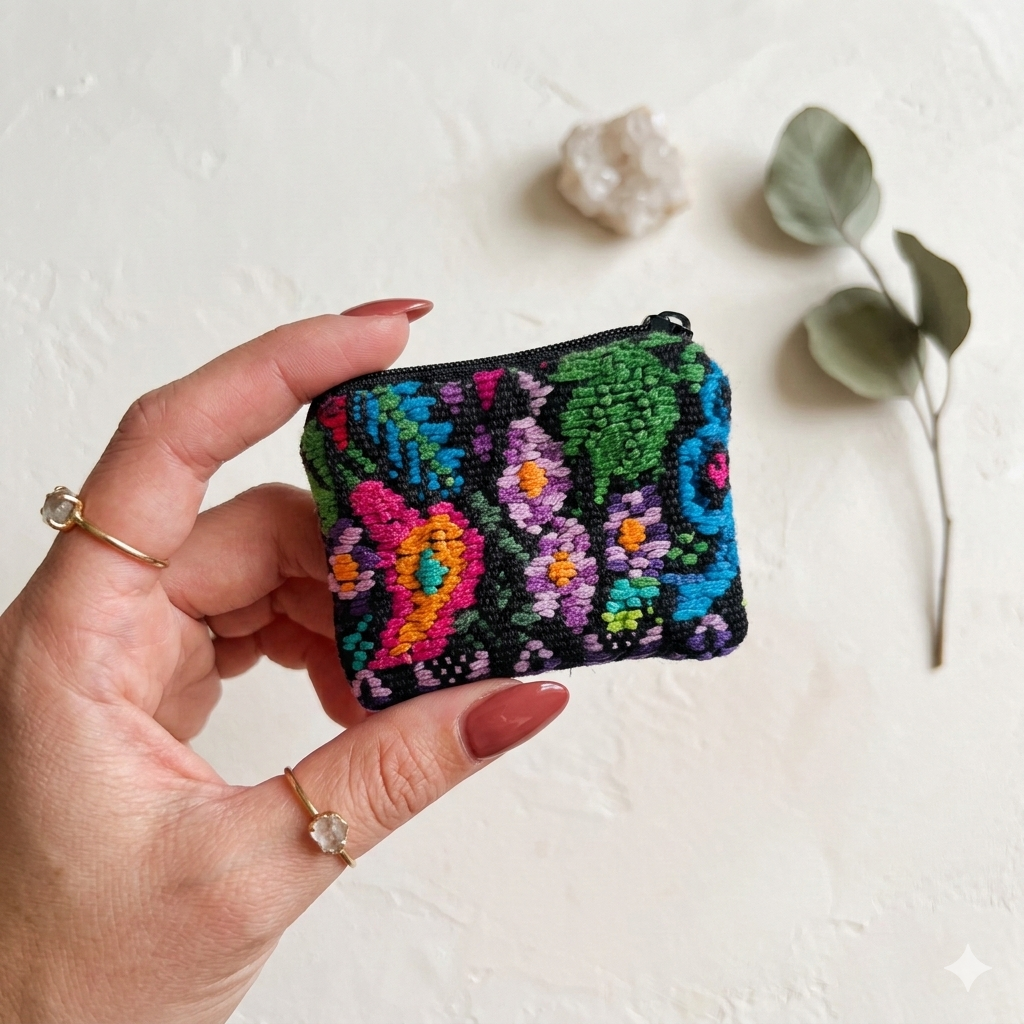 Maya Up-cycled Huipil Cosmetic One-of-a-Kind Bag (Tiny) - Guatemala