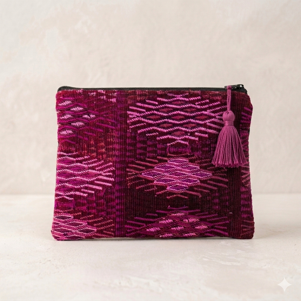 Maya Up-cycled Huipil Cosmetic One-of-a-Kind Bag - (Large) Guatemala