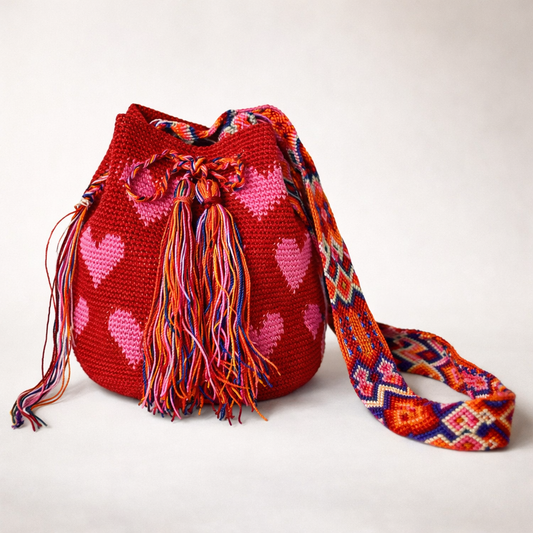 Catalina Hearts Crochet Cross-Body Bag One of a Kind - Mexico