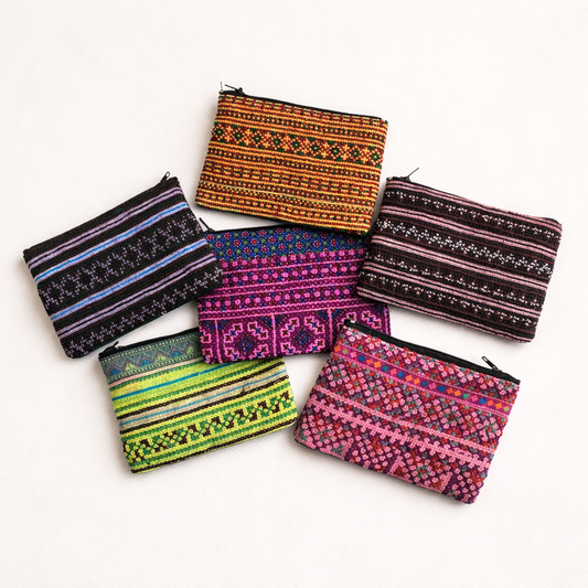 Embroidered Vintage Hmong Coin Purse Assorted - Thailand