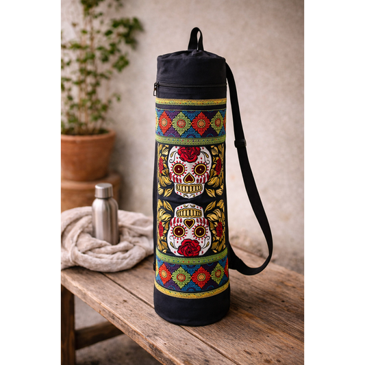 Sugar Skull Embroidered Yoga Bag - Thailand