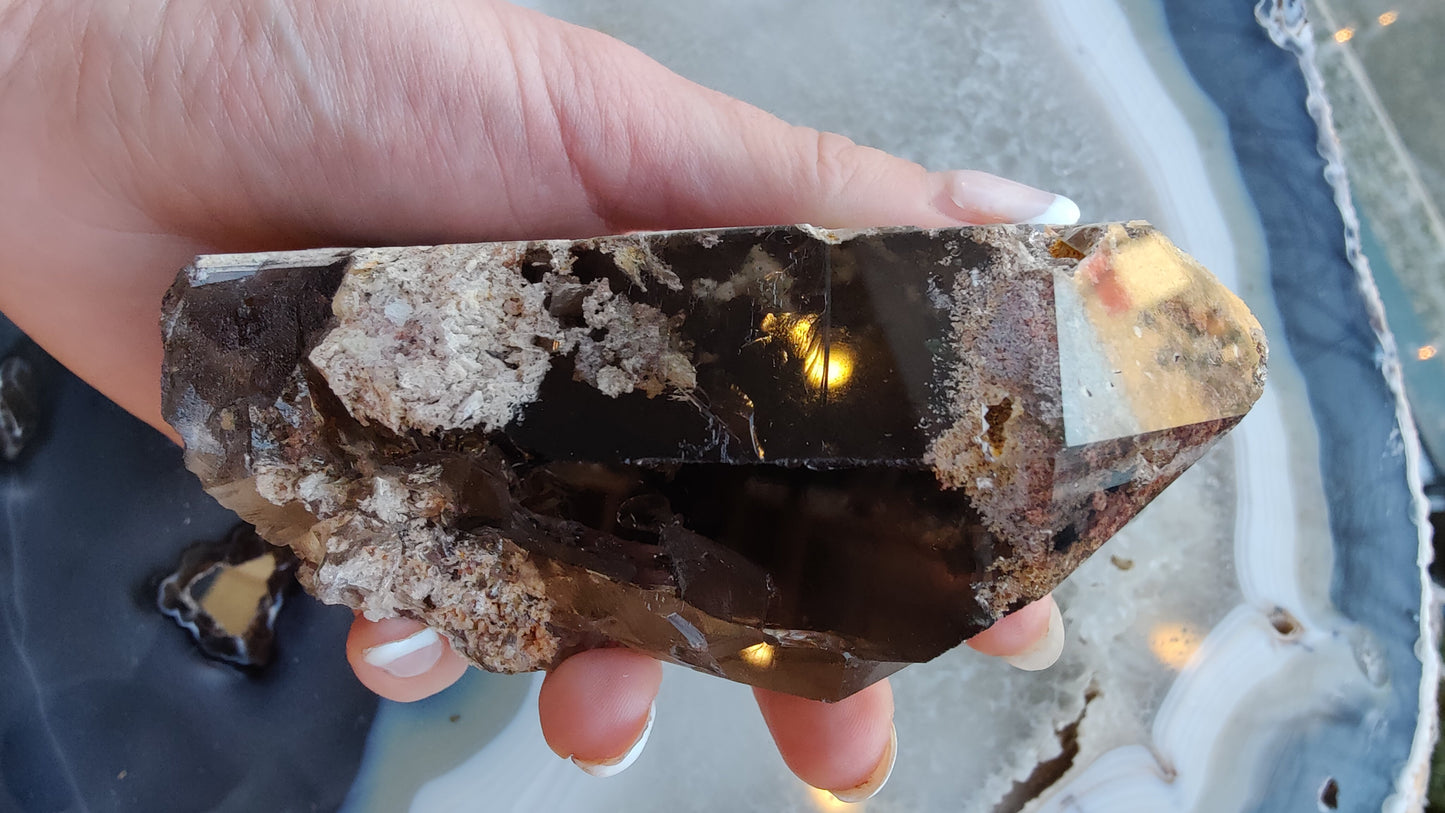 Lodalite Included Smoky Quartz Point from Brazil