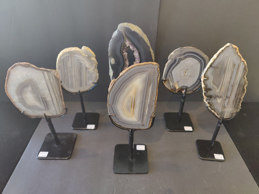 Agate Slice on Metal Display Stand