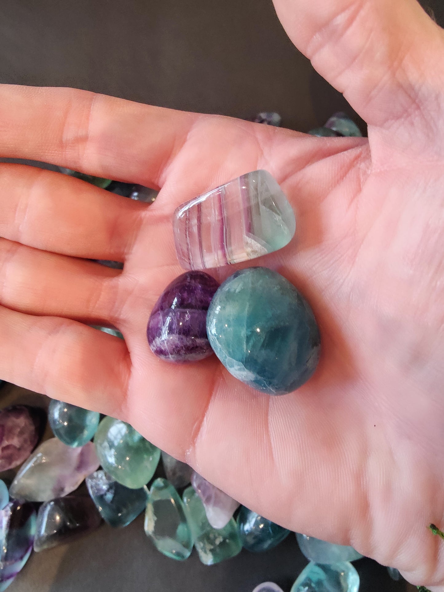 Multi Color Rainbow Fluorite Tumbled Stone