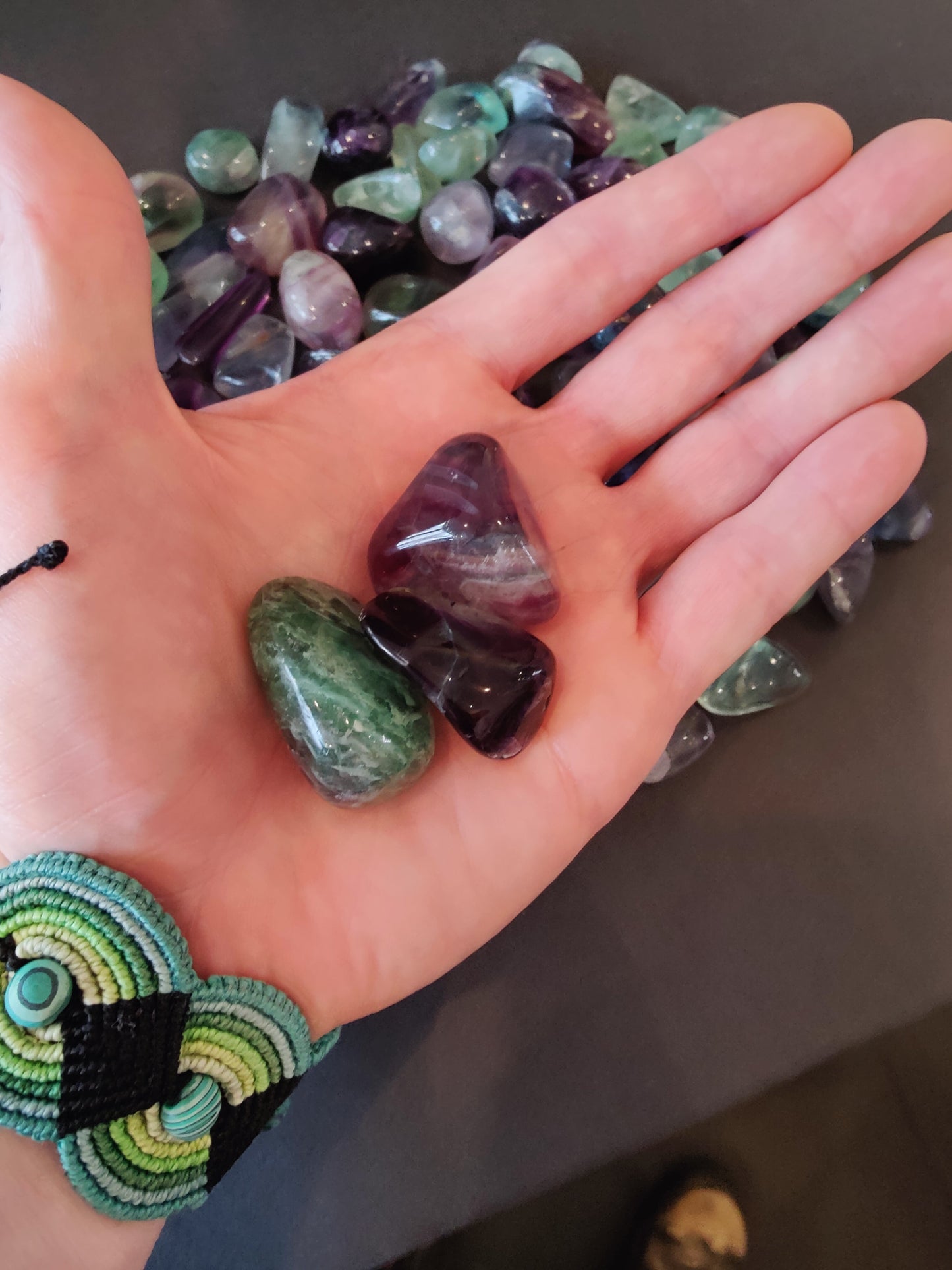 Multi Color Rainbow Fluorite Tumbled Stone