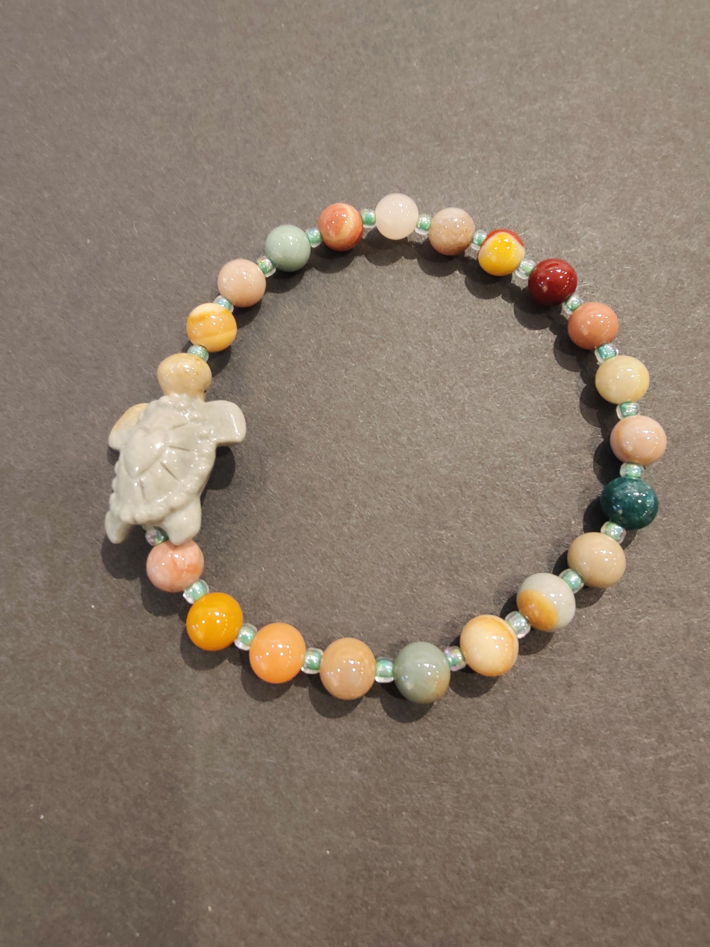 Jasper Multi-Color Bead Bracelet with Animal Charm