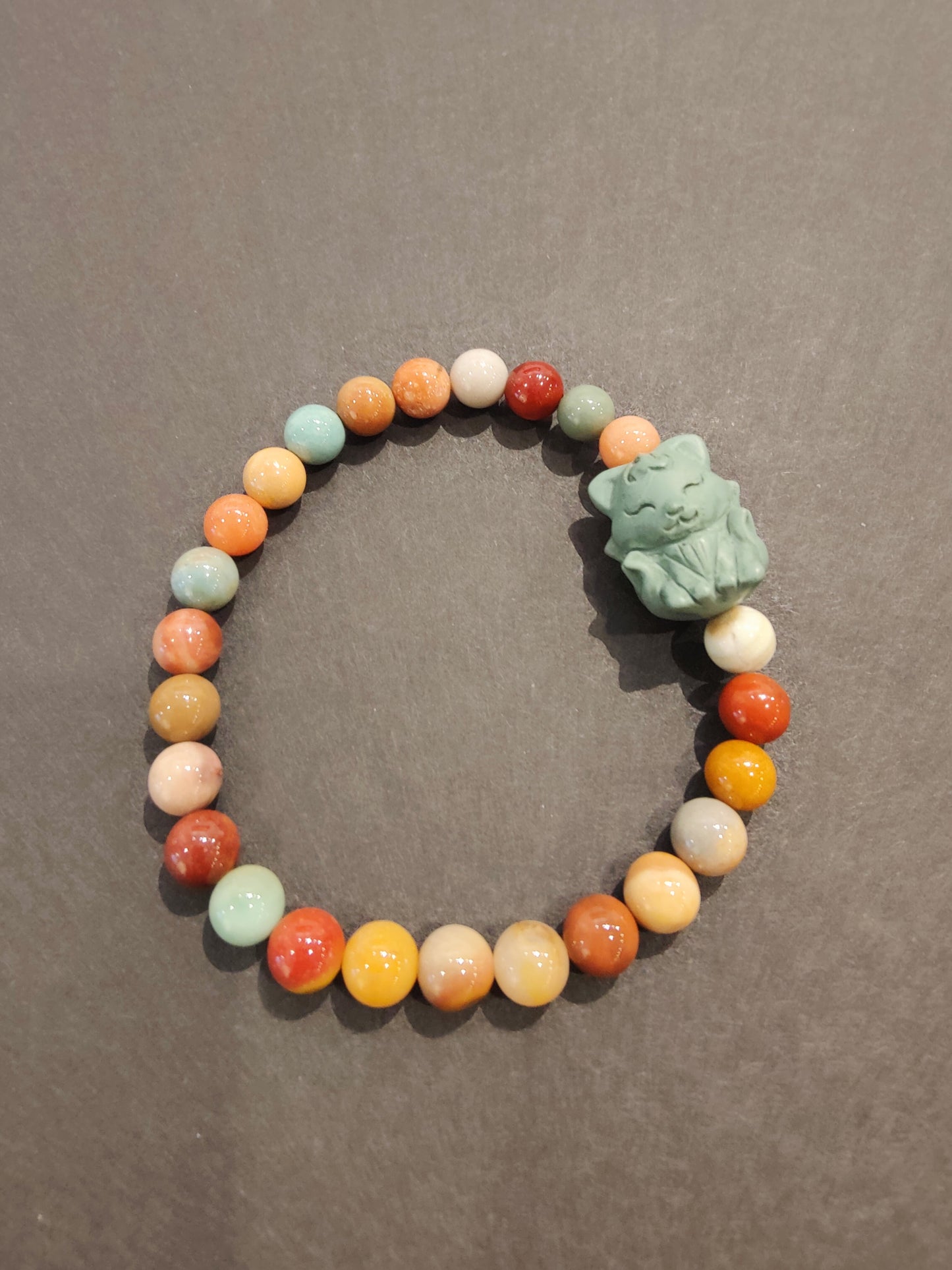 Jasper Multi-Color Bead Bracelet with Animal Charm