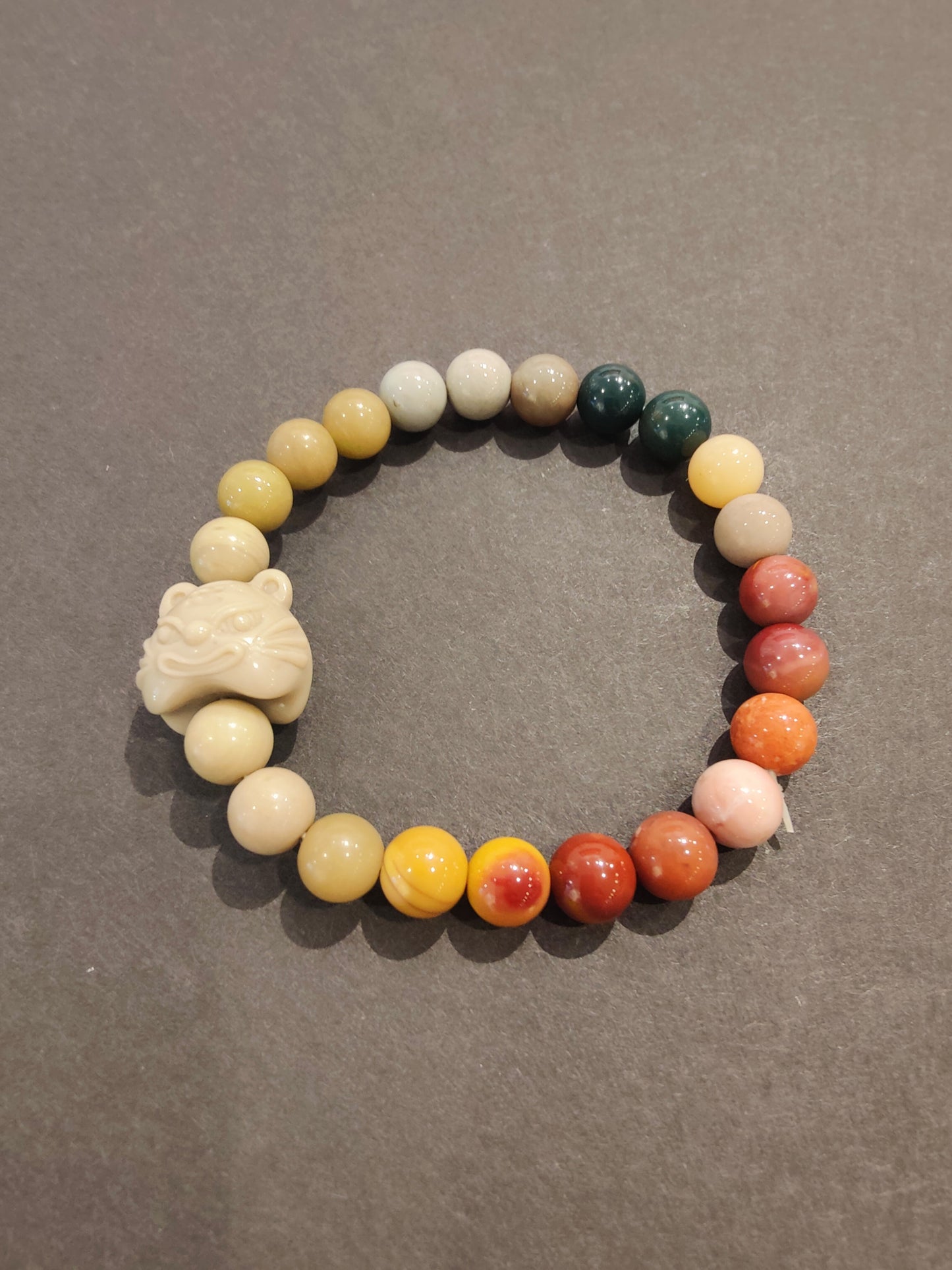 Jasper Multi-Color Bead Bracelet with Animal Charm