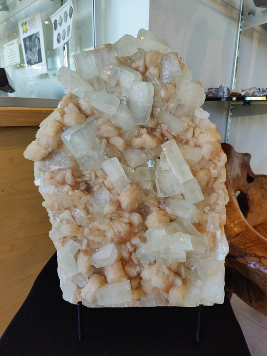 Clear Apophyllite Cubes with Peach Stilbite Cabinet Specimen 12.9kg