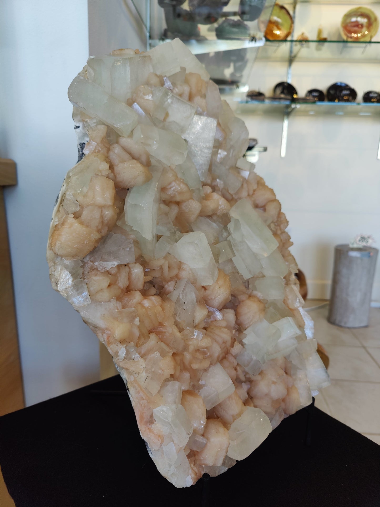 Clear Apophyllite Cubes with Peach Stilbite Cabinet Specimen 12.9kg