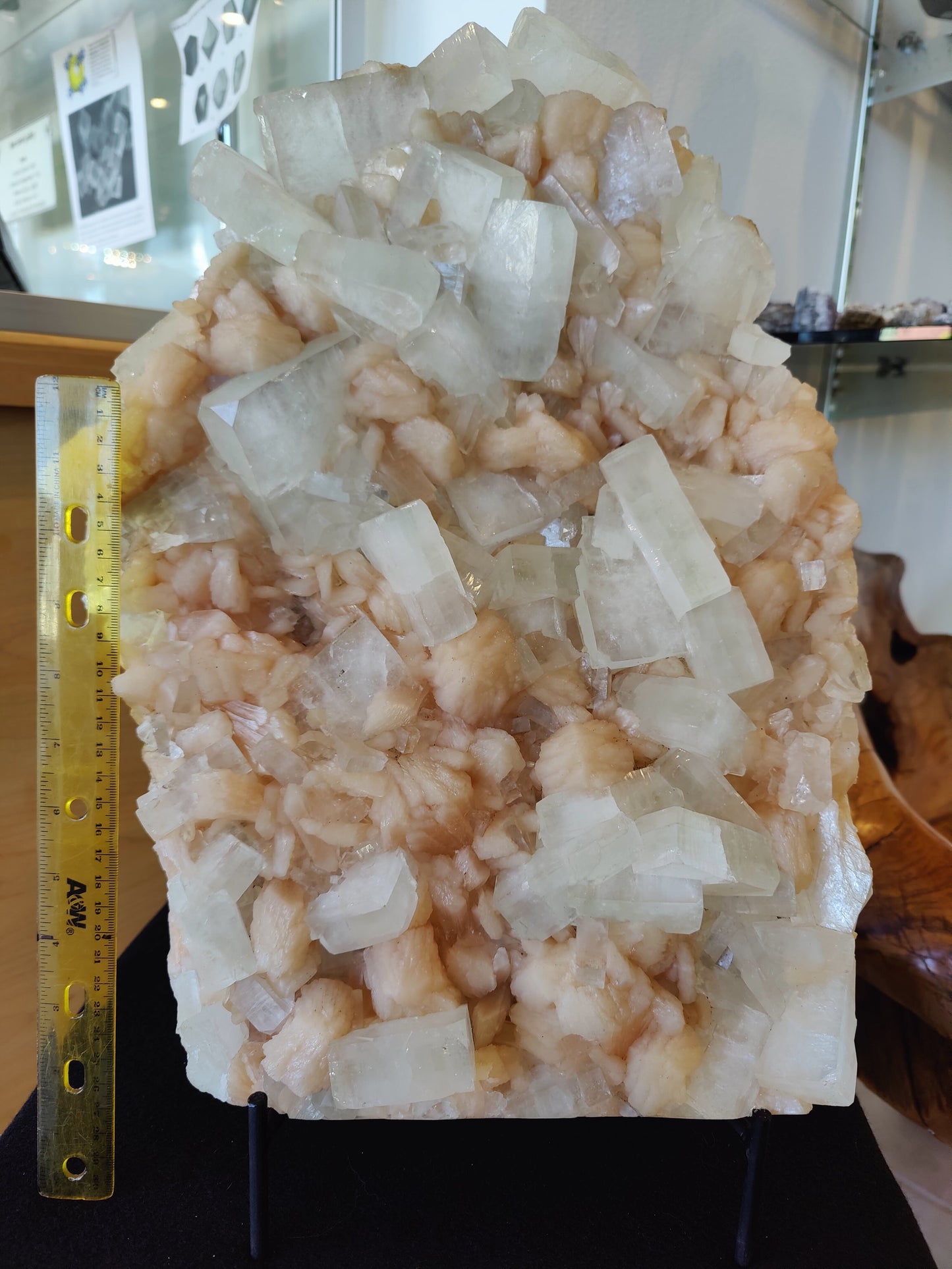 Clear Apophyllite Cubes with Peach Stilbite Cabinet Specimen 12.9kg
