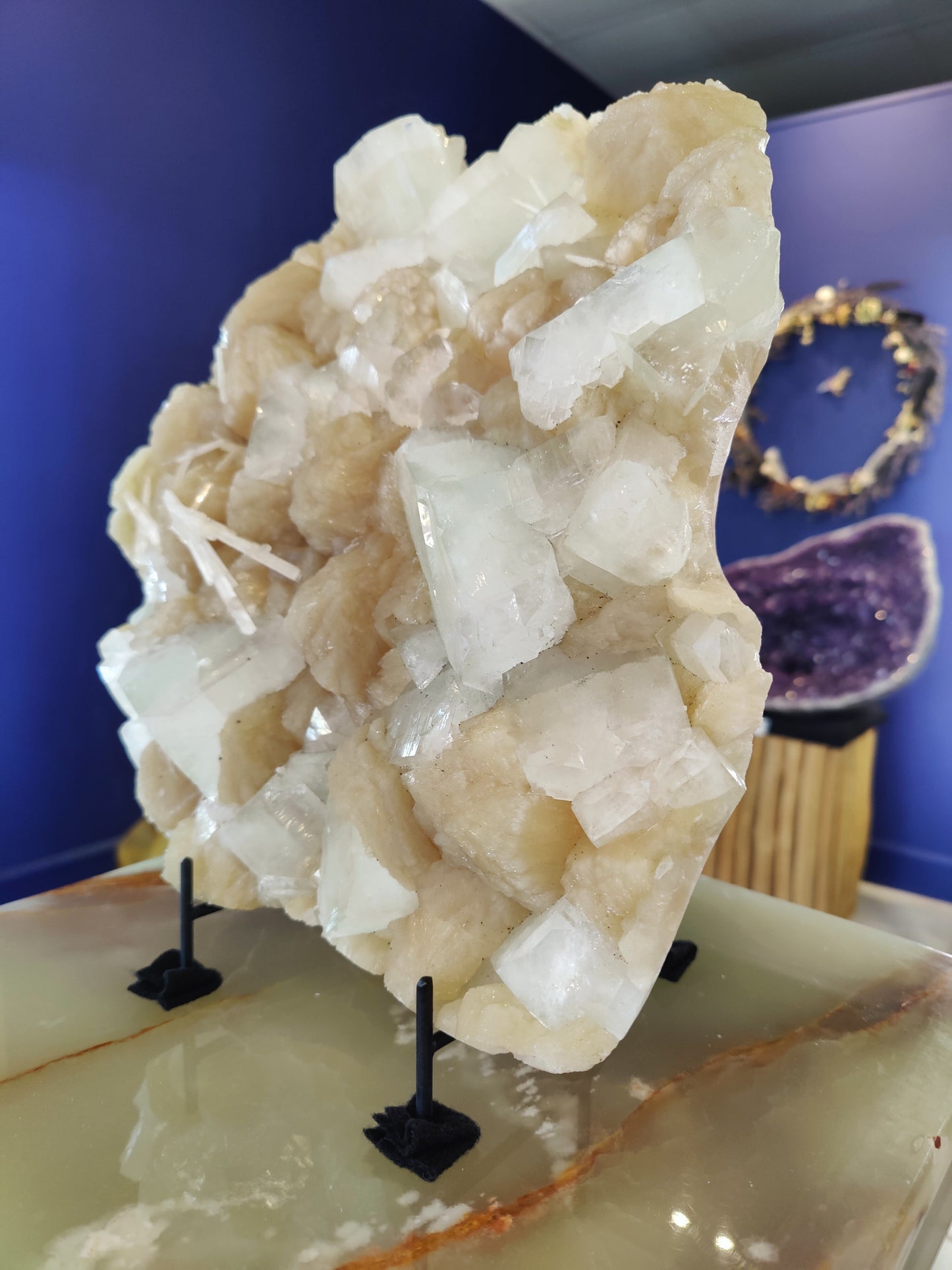 Clear Apophyllite Cubes with Stilbite & Scolecite Cabinet Specimen 7,245g