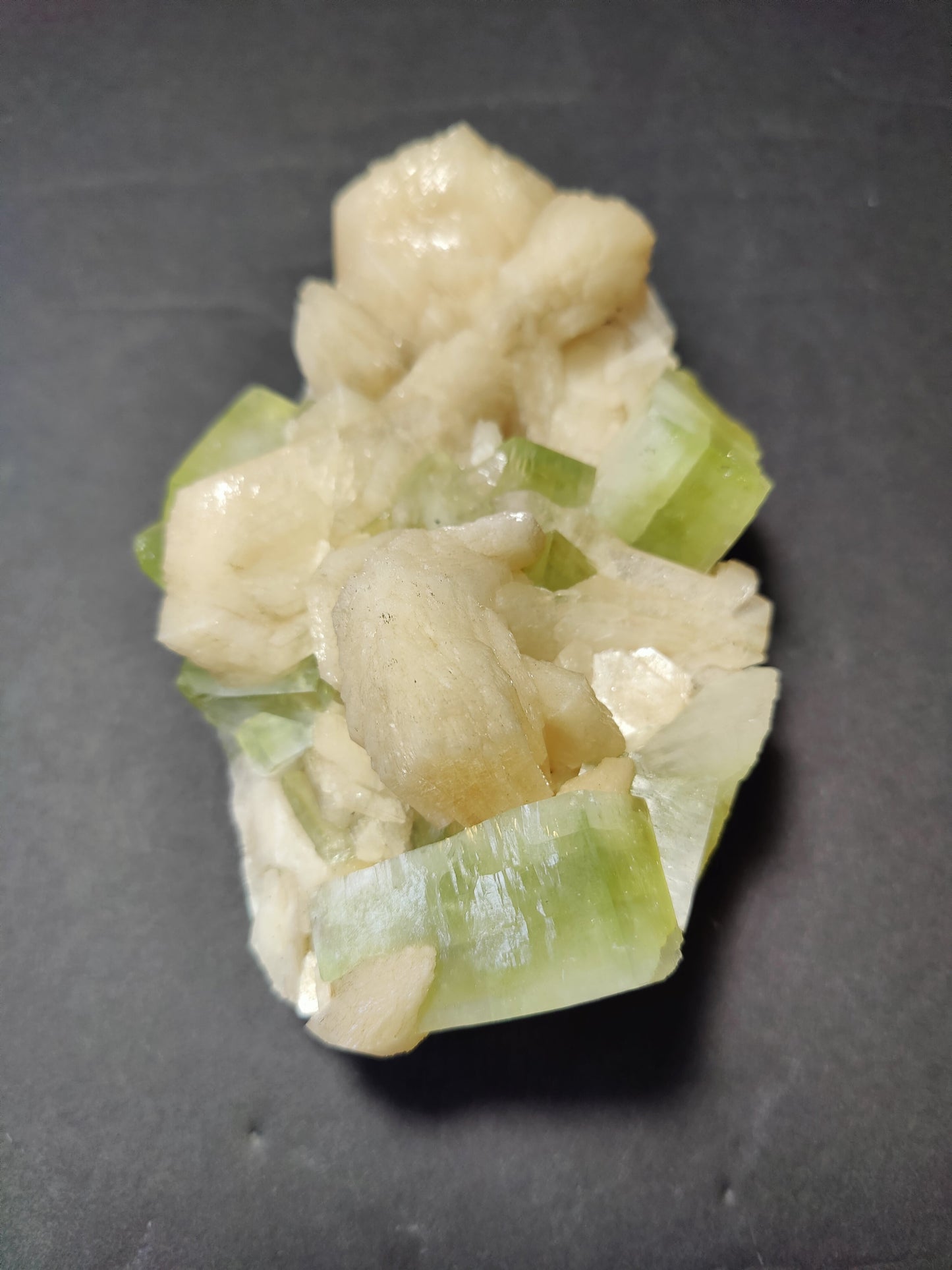 Green Apophyllite Cubes with Peach Stilbite Specimen 761g