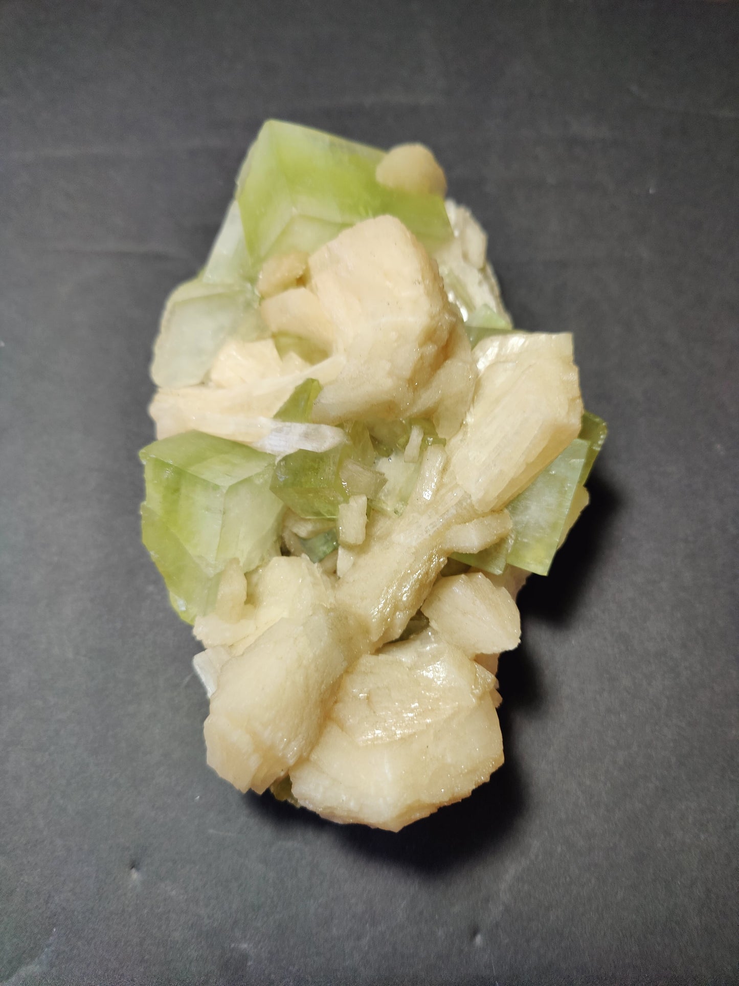 Green Apophyllite Cubes with Peach Stilbite Specimen 761g