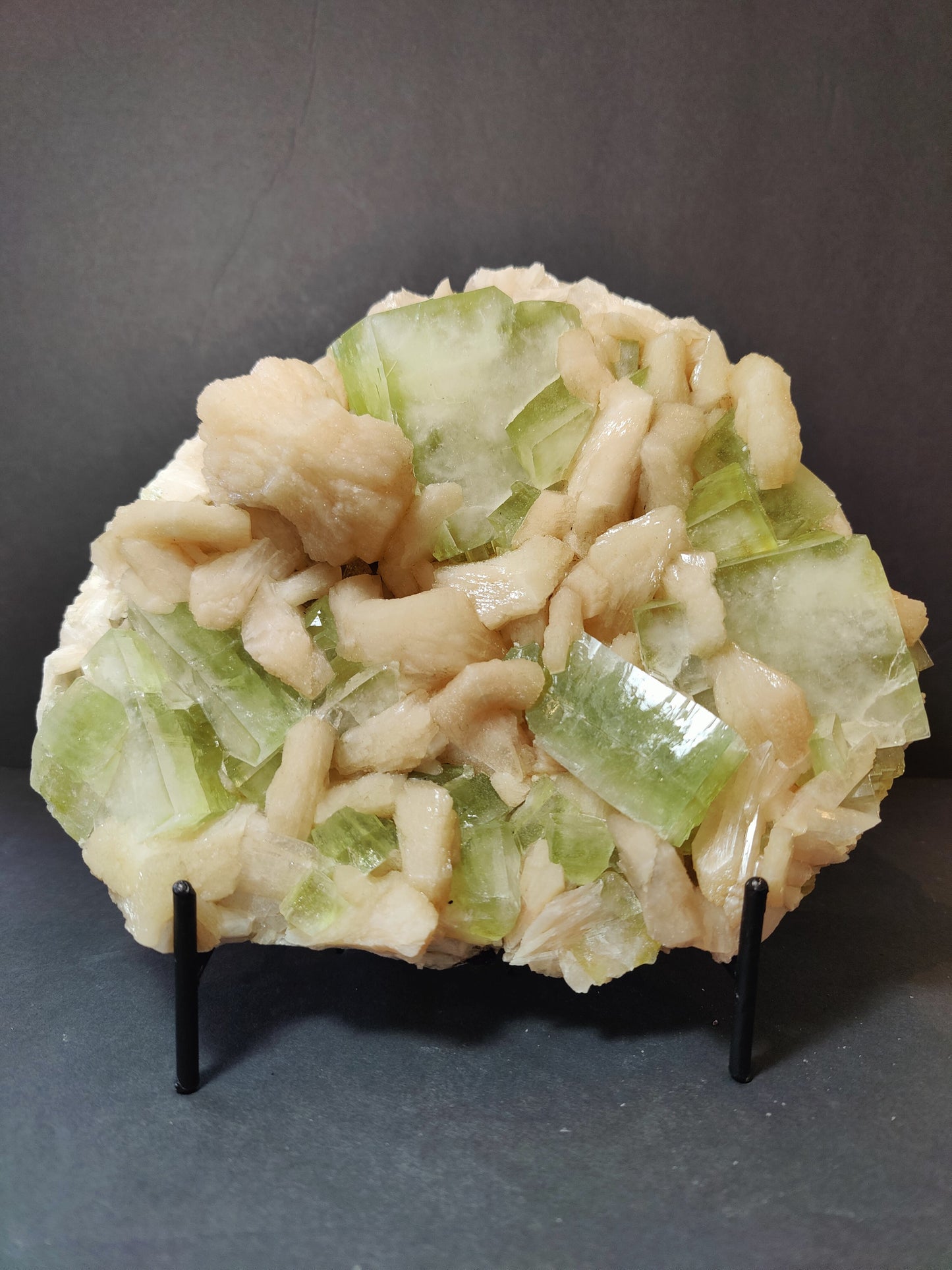 Green Apophyllite Cubes with Peach Stilbite Specimen 1,784g