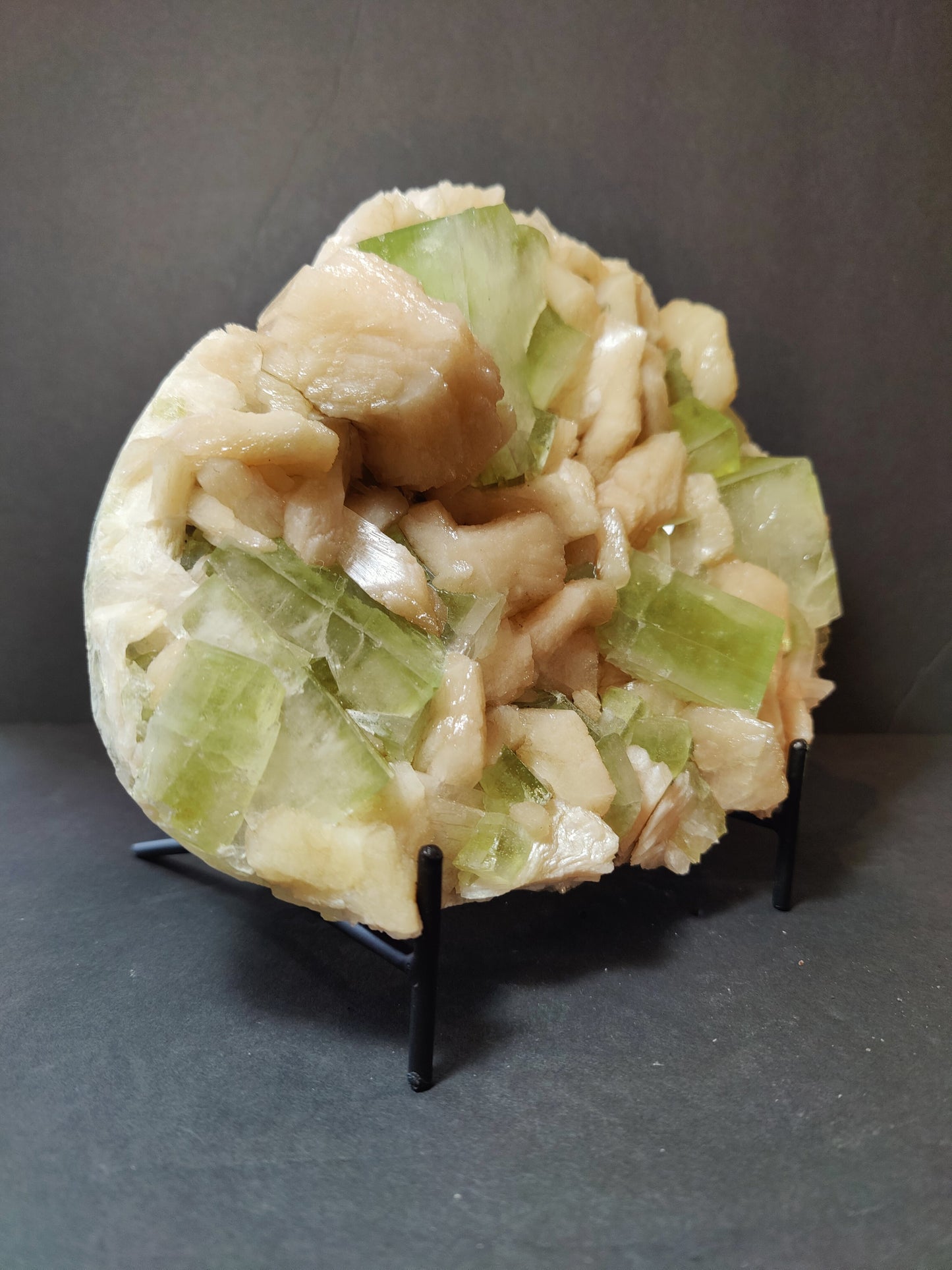 Green Apophyllite Cubes with Peach Stilbite Specimen 1,784g