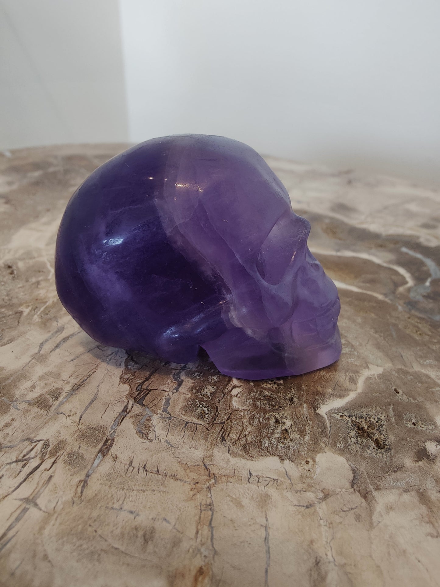 Purple Fluorite Skull Sculpture