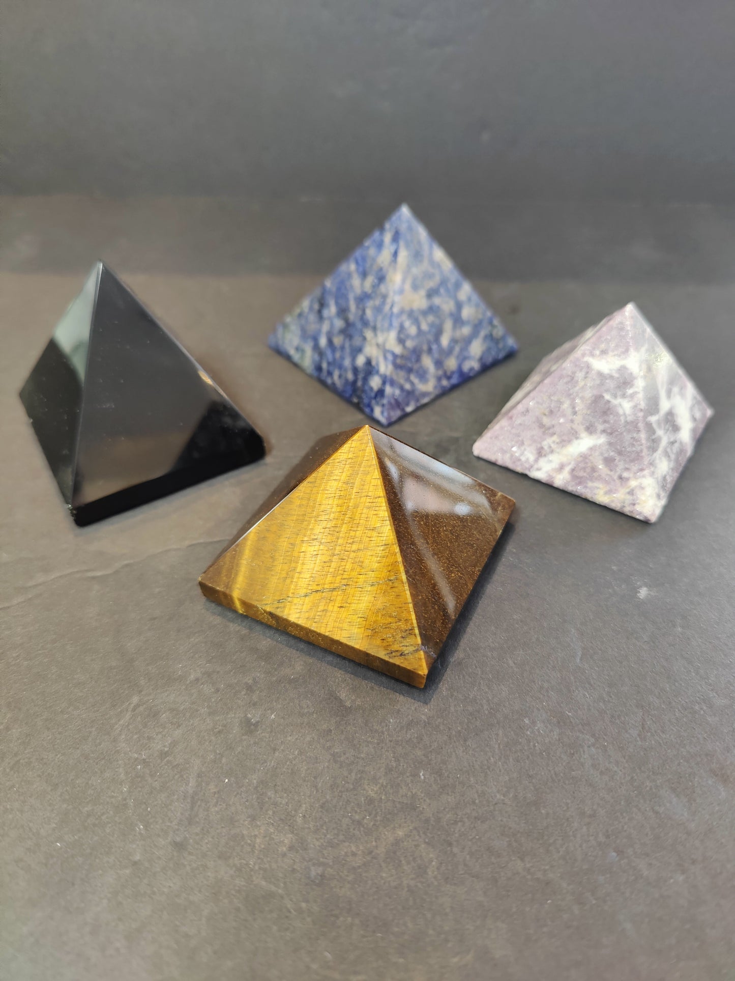 Crystal Polished Pyramid Sculpture Assorted Stones