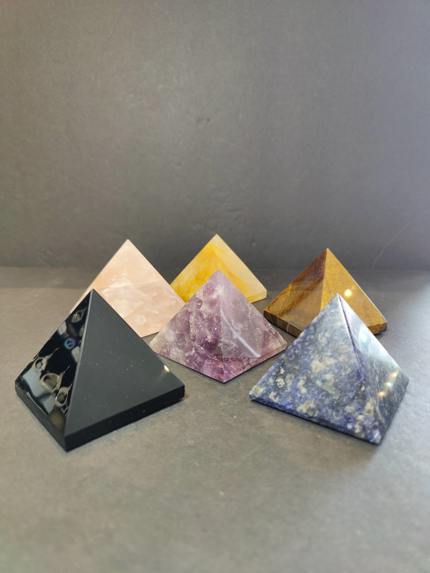 Crystal Polished Pyramid Sculpture Assorted Stones