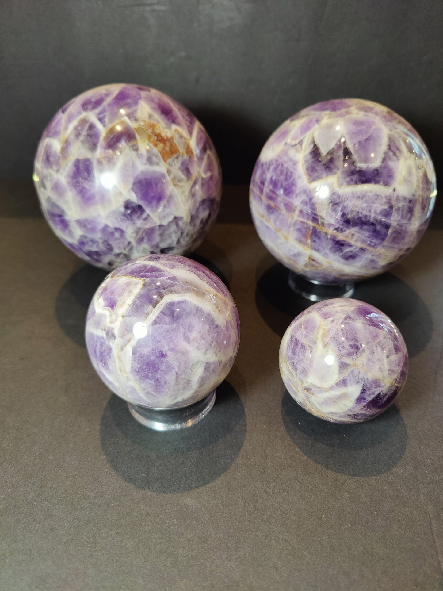 Chevron Amethyst Polished Sphere Sculpture