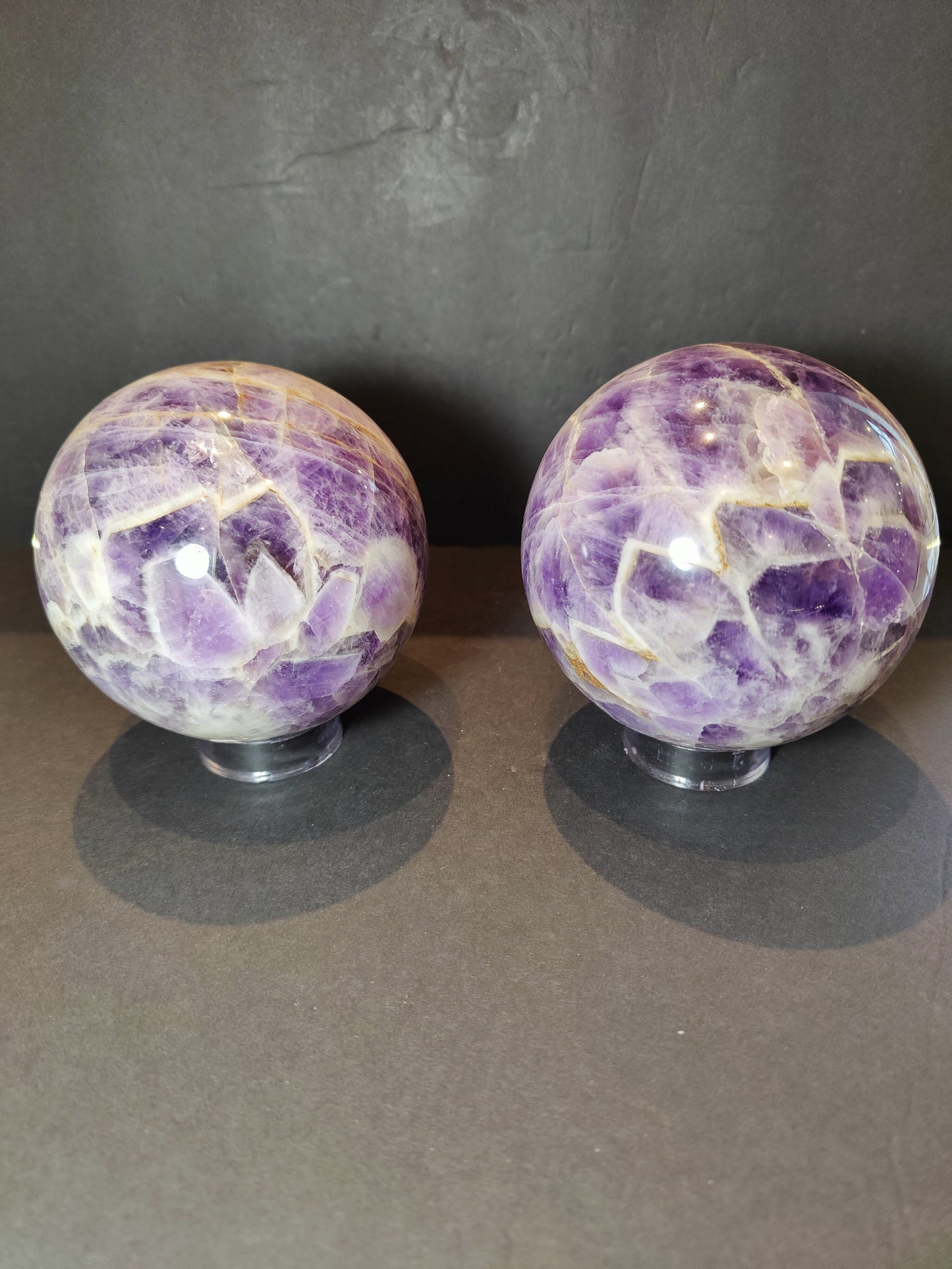 Chevron Amethyst Polished Sphere Sculpture