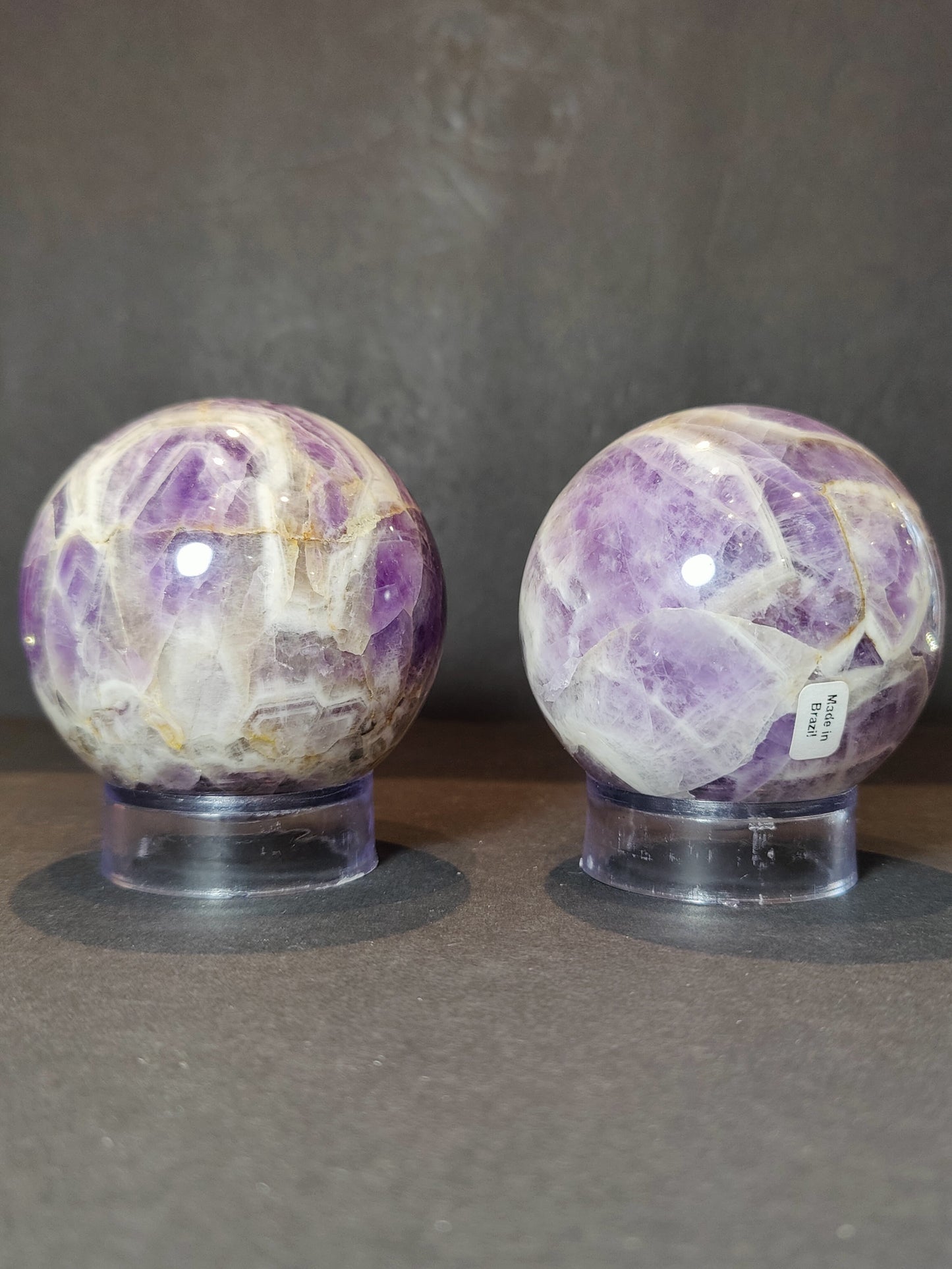 Chevron Amethyst Polished Sphere Sculpture