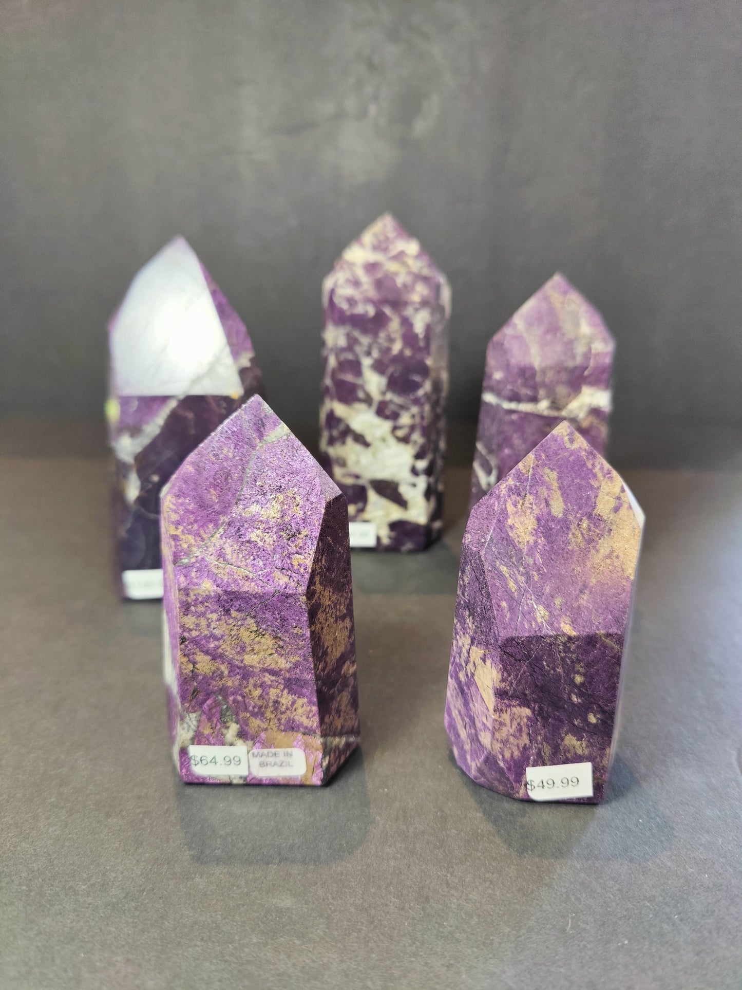 Purpurite Polished Obelisk Tower Sculpture