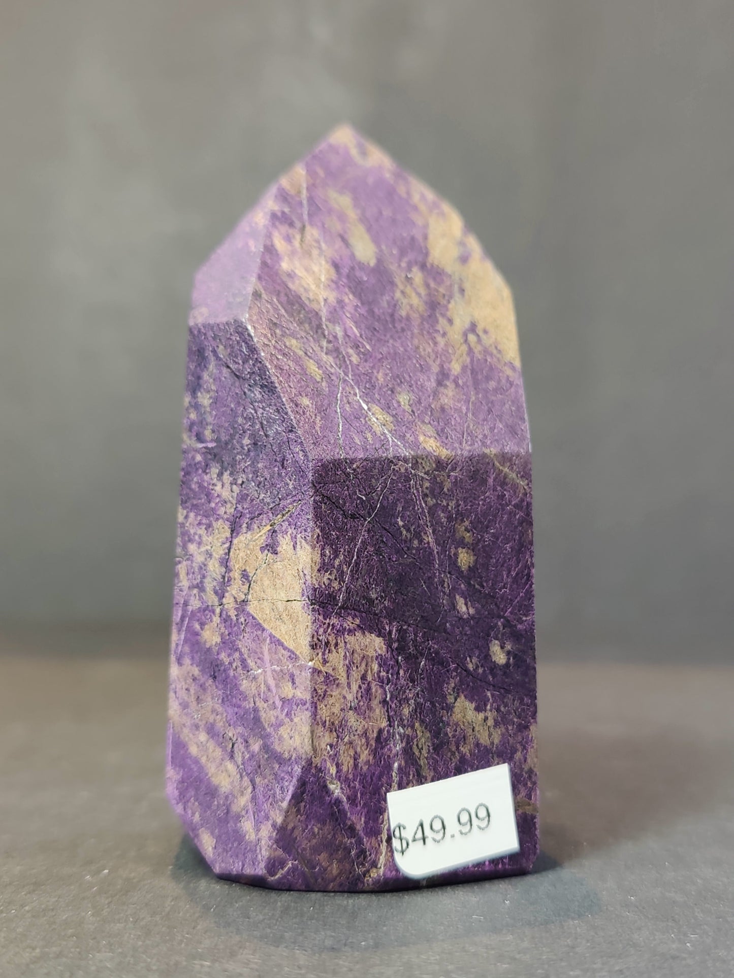 Purpurite Polished Obelisk Tower Sculpture
