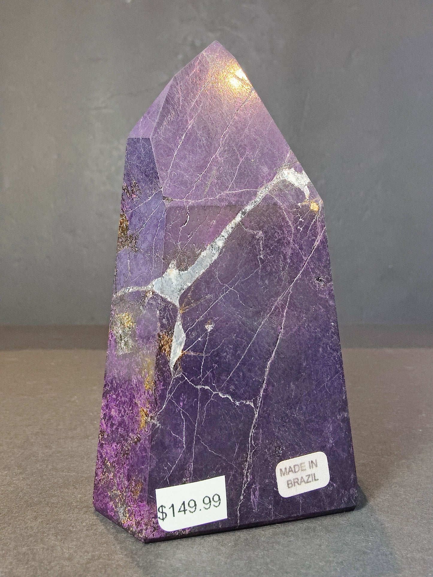 Purpurite Polished Obelisk Tower Sculpture