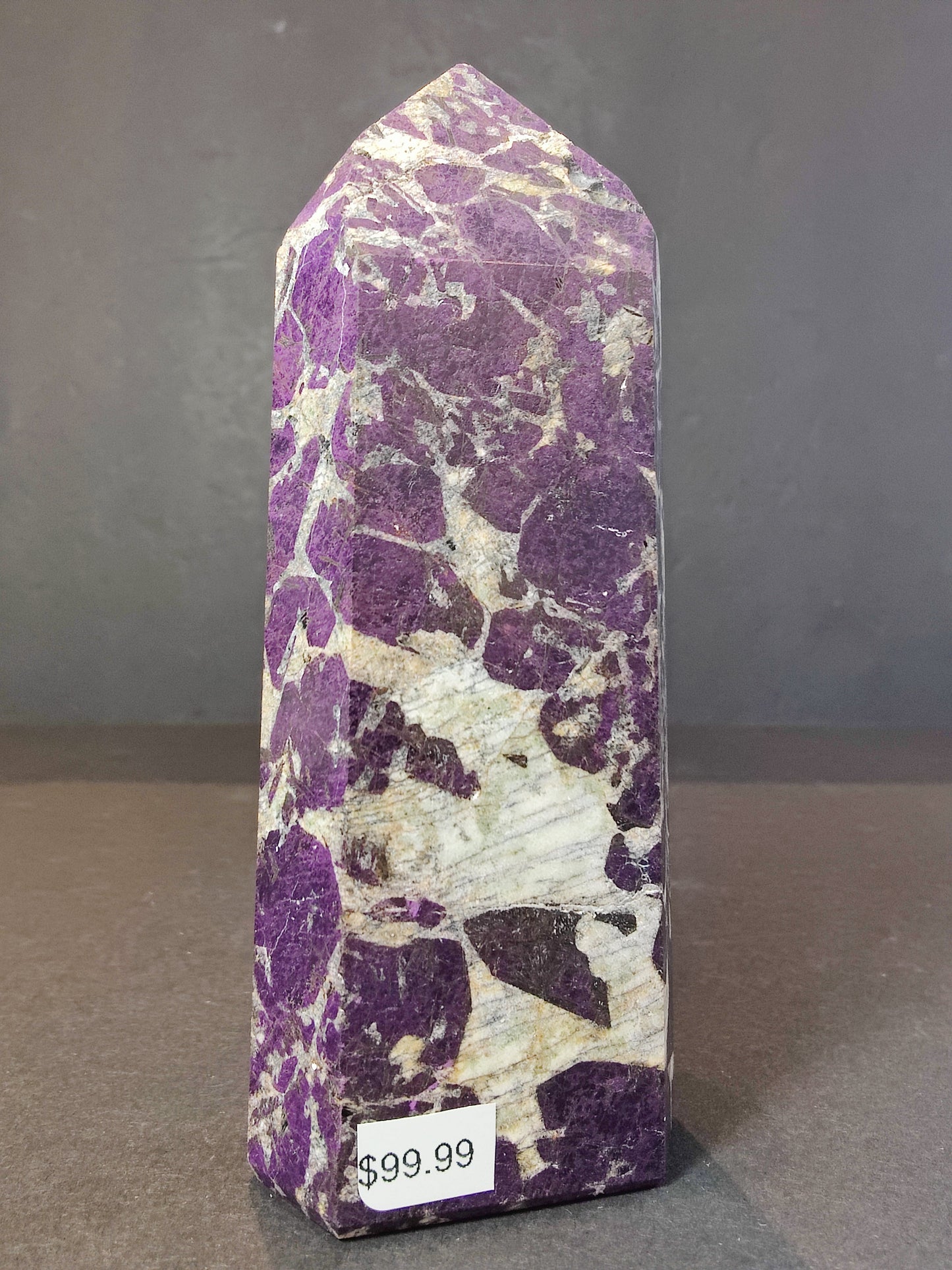 Purpurite Polished Obelisk Tower Sculpture