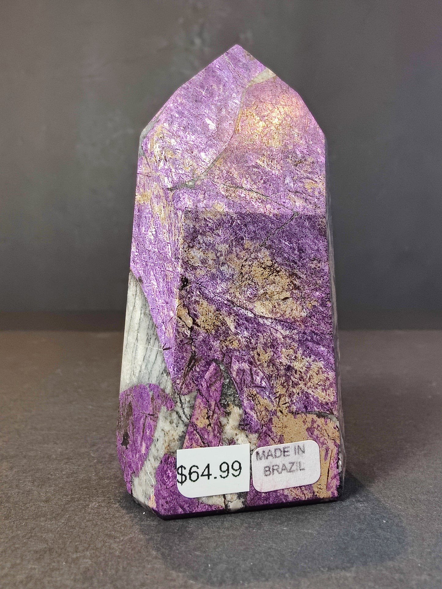 Purpurite Polished Obelisk Tower Sculpture