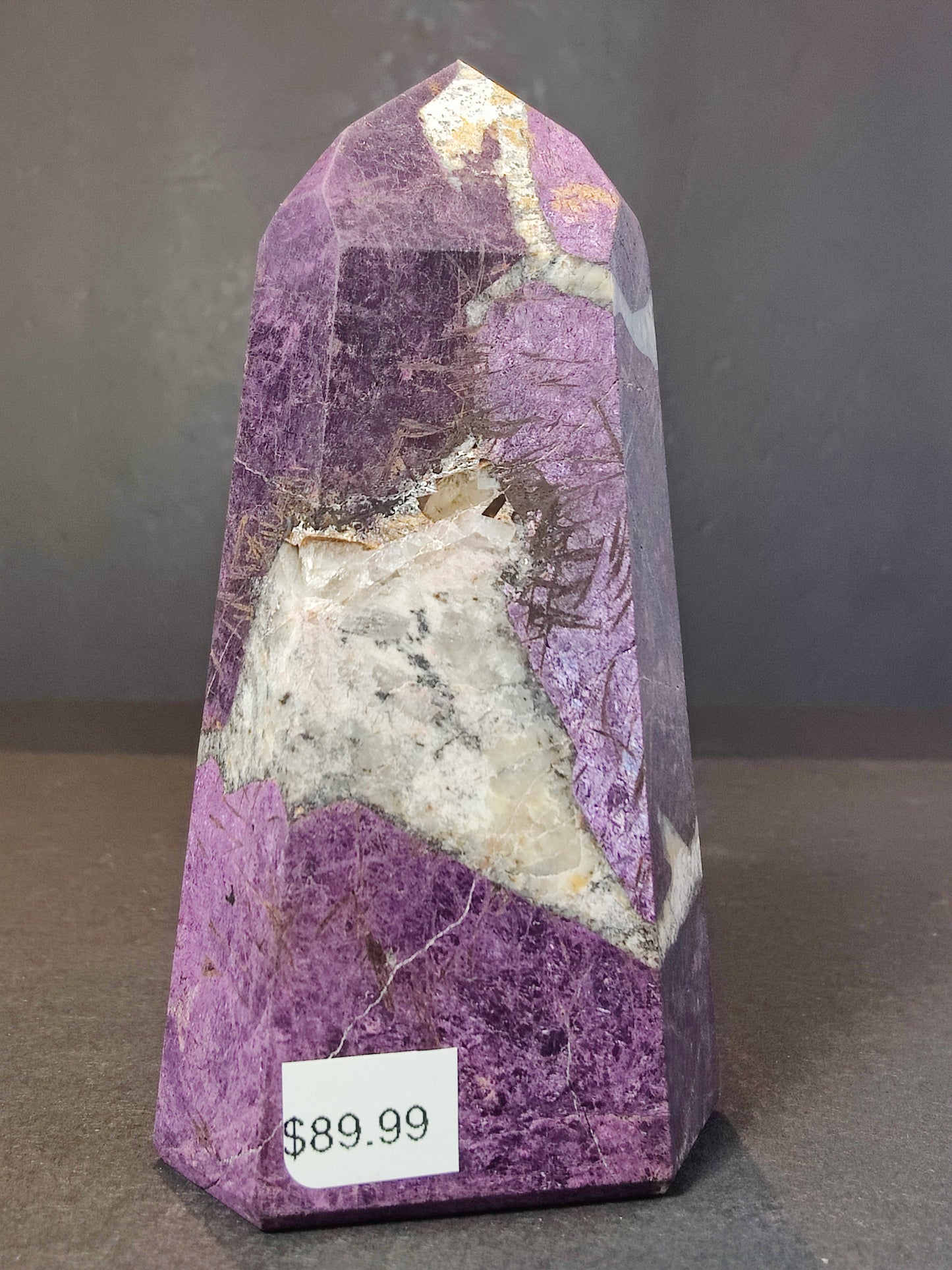 Purpurite Polished Obelisk Tower Sculpture