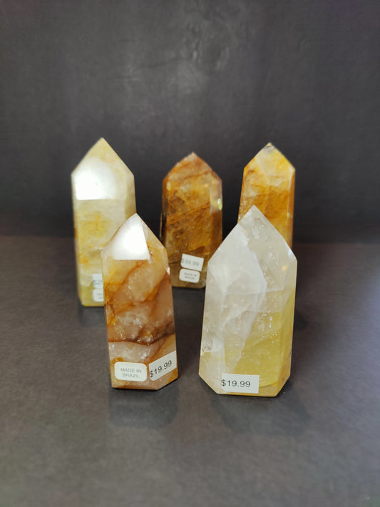 Golden Healer (Hematoid) Quartz Polished Obelisk Tower Sculpture
