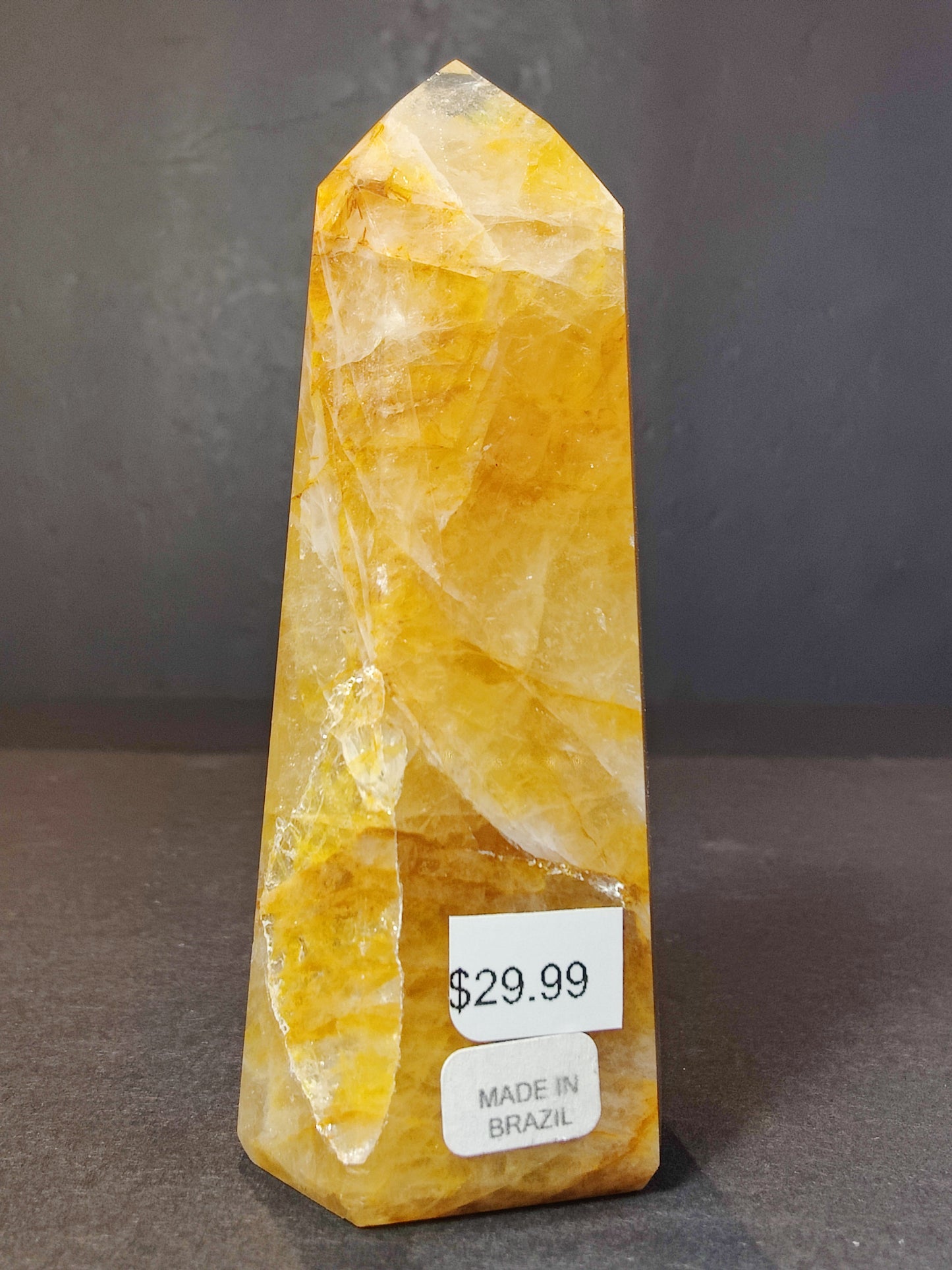 Golden Healer (Hematoid) Quartz Polished Obelisk Tower Sculpture