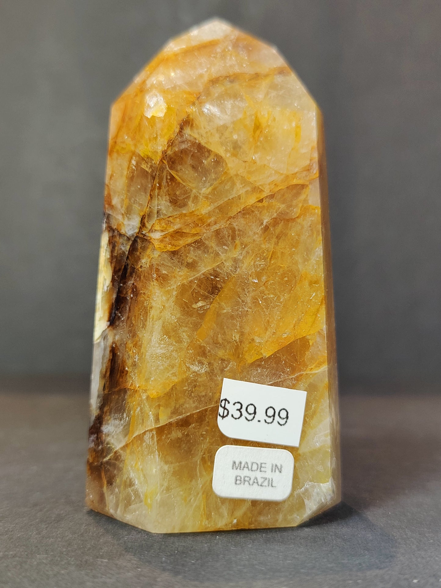 Golden Healer (Hematoid) Quartz Polished Obelisk Tower Sculpture