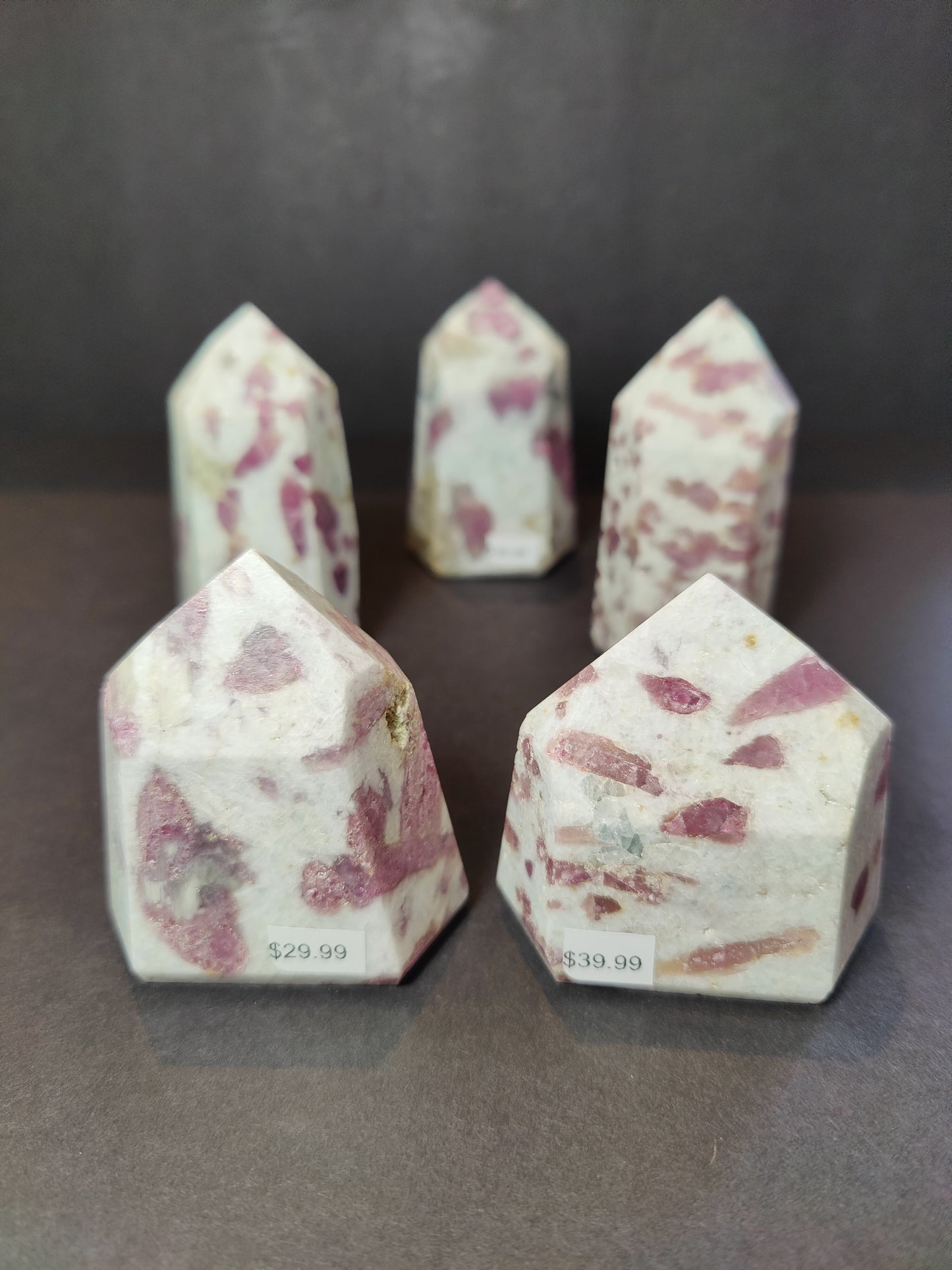 Rubellite (Pink Tourmaline) in Quartz Polished Obelisk Tower Sculpture