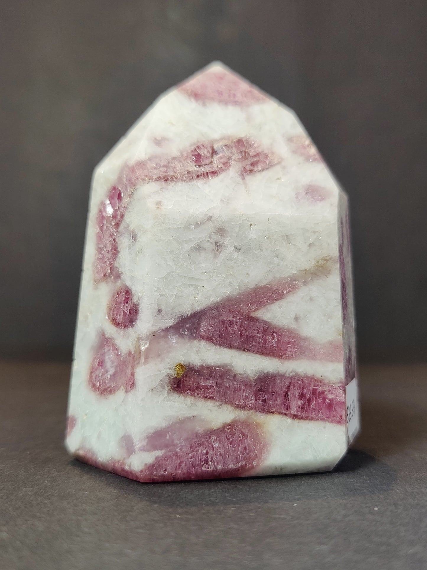 Rubellite (Pink Tourmaline) in Quartz Polished Obelisk Tower Sculpture