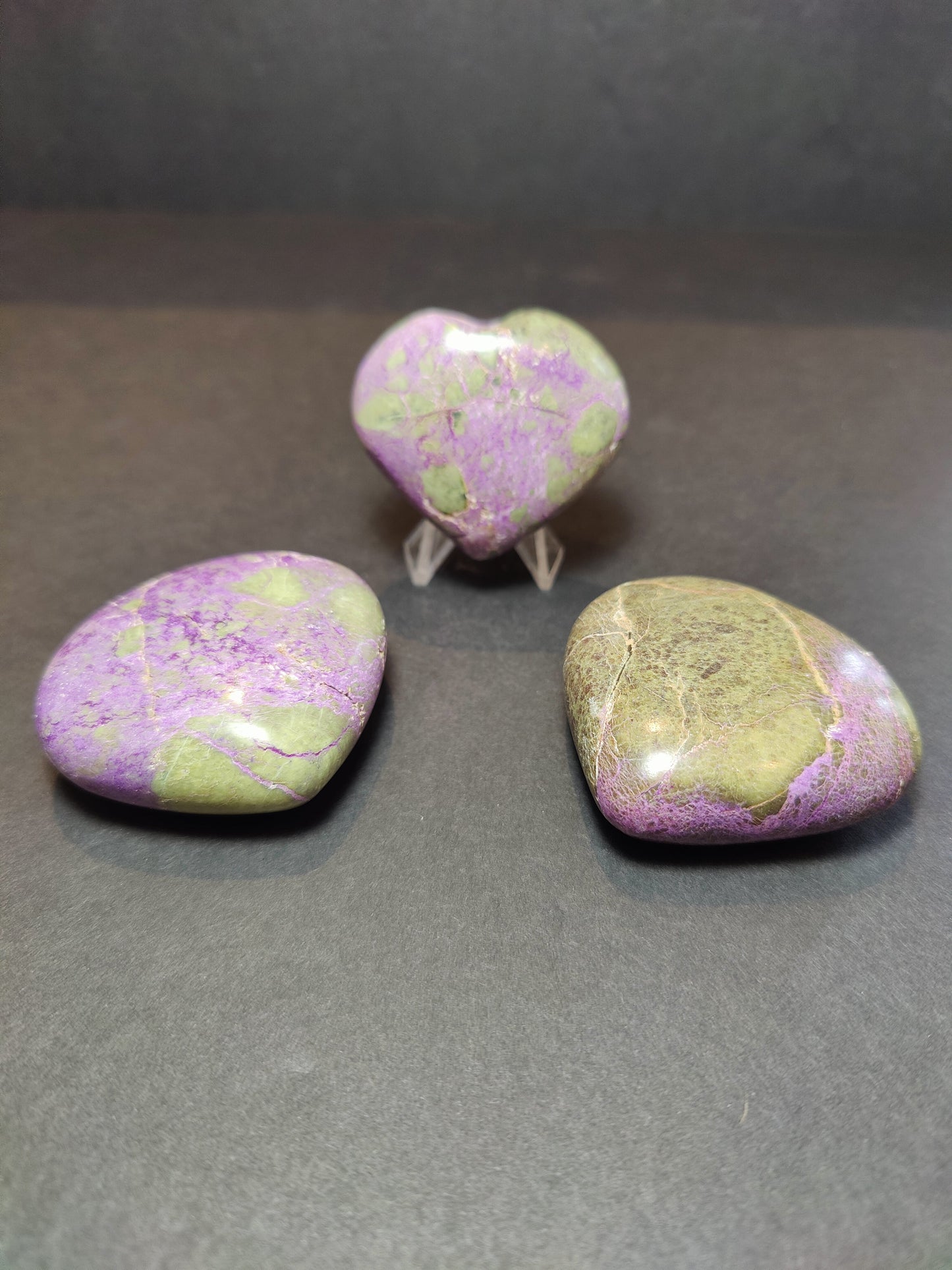 Atlantisite (Stichtite & Serpentine) Polished Heart & Palmstone Sculpture