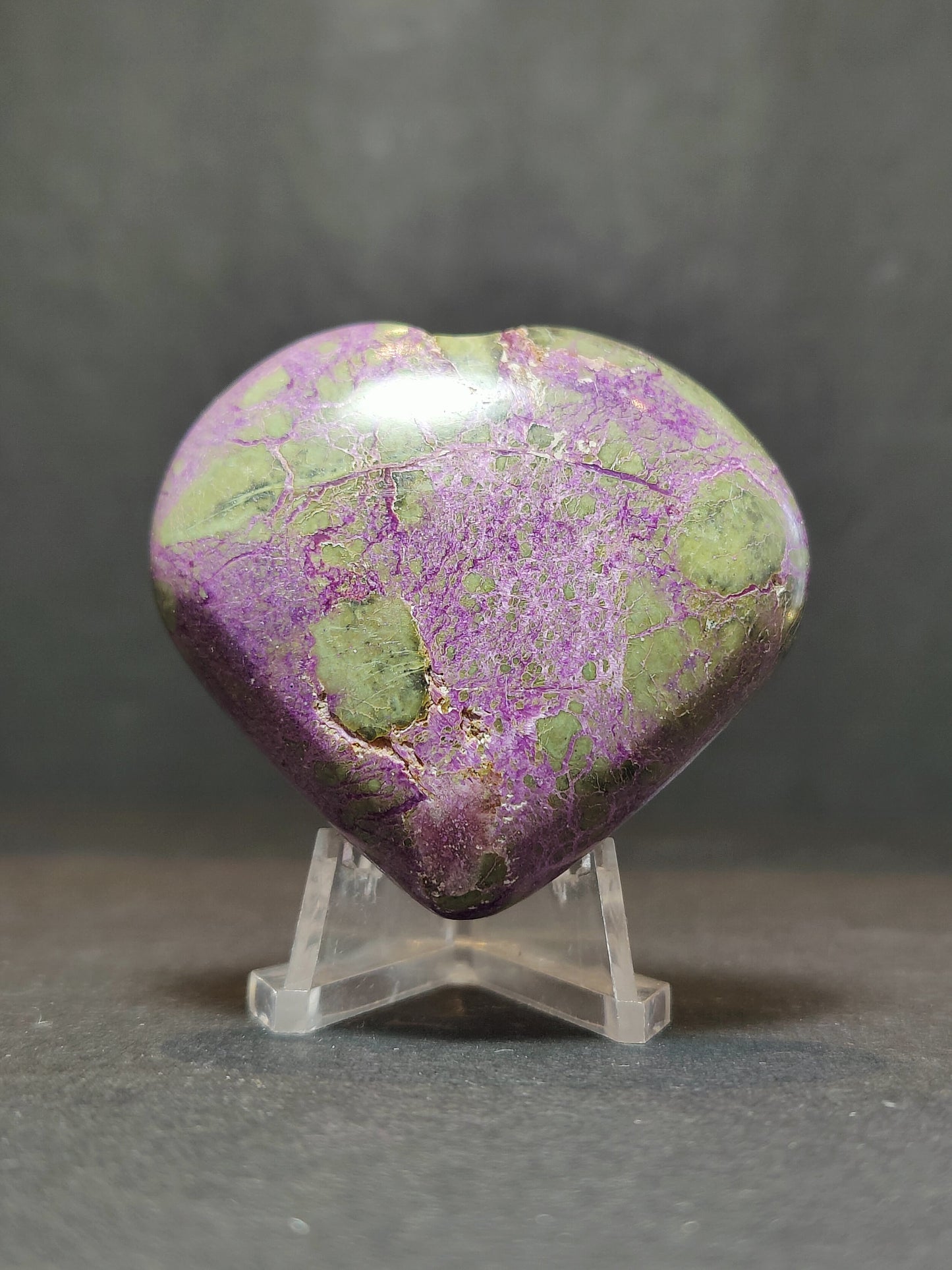 Atlantisite (Stichtite & Serpentine) Polished Heart & Palmstone Sculpture