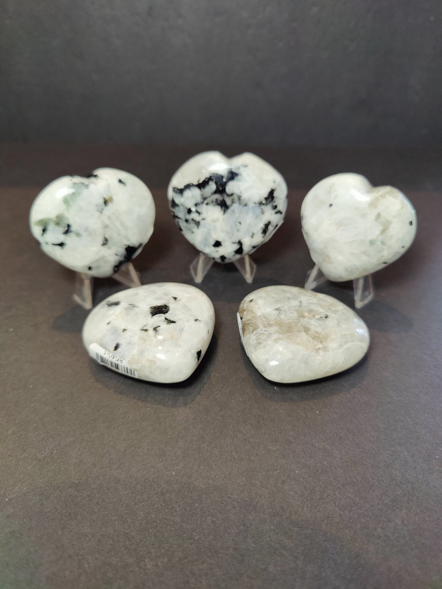 Moonstone Polished Heart & Palmstone Sculpture