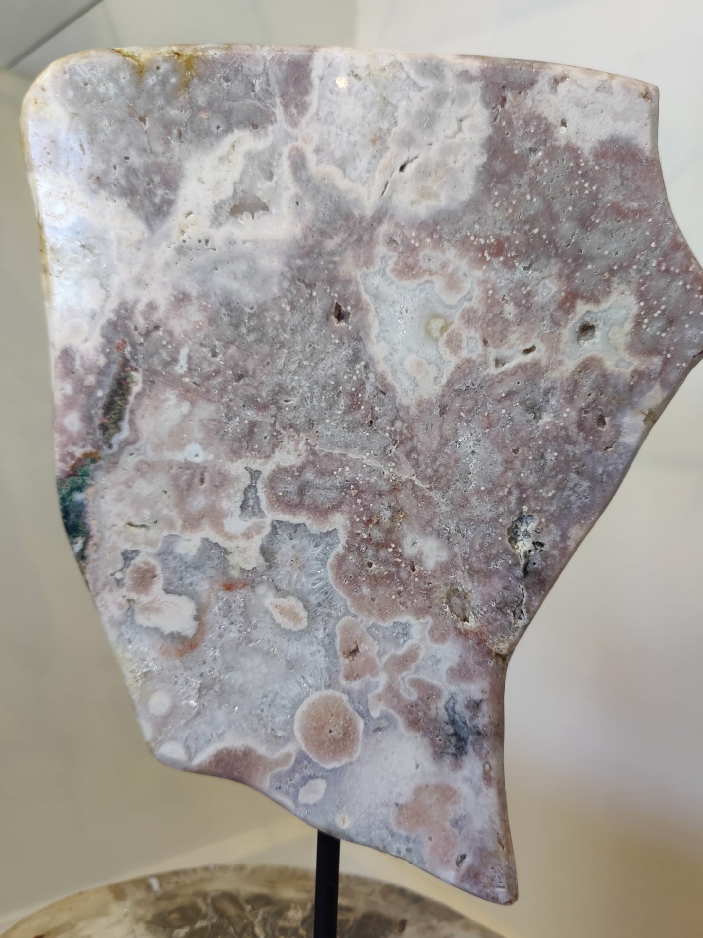 Pink Amethyst Polished Slab Sculpture on Metal Display Stand 3.16kg