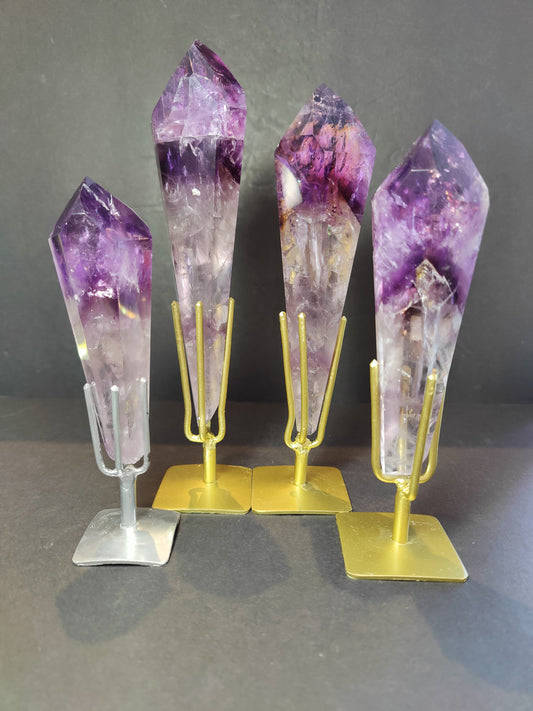 Amethyst Polished Scepter Wand on Metal Stand