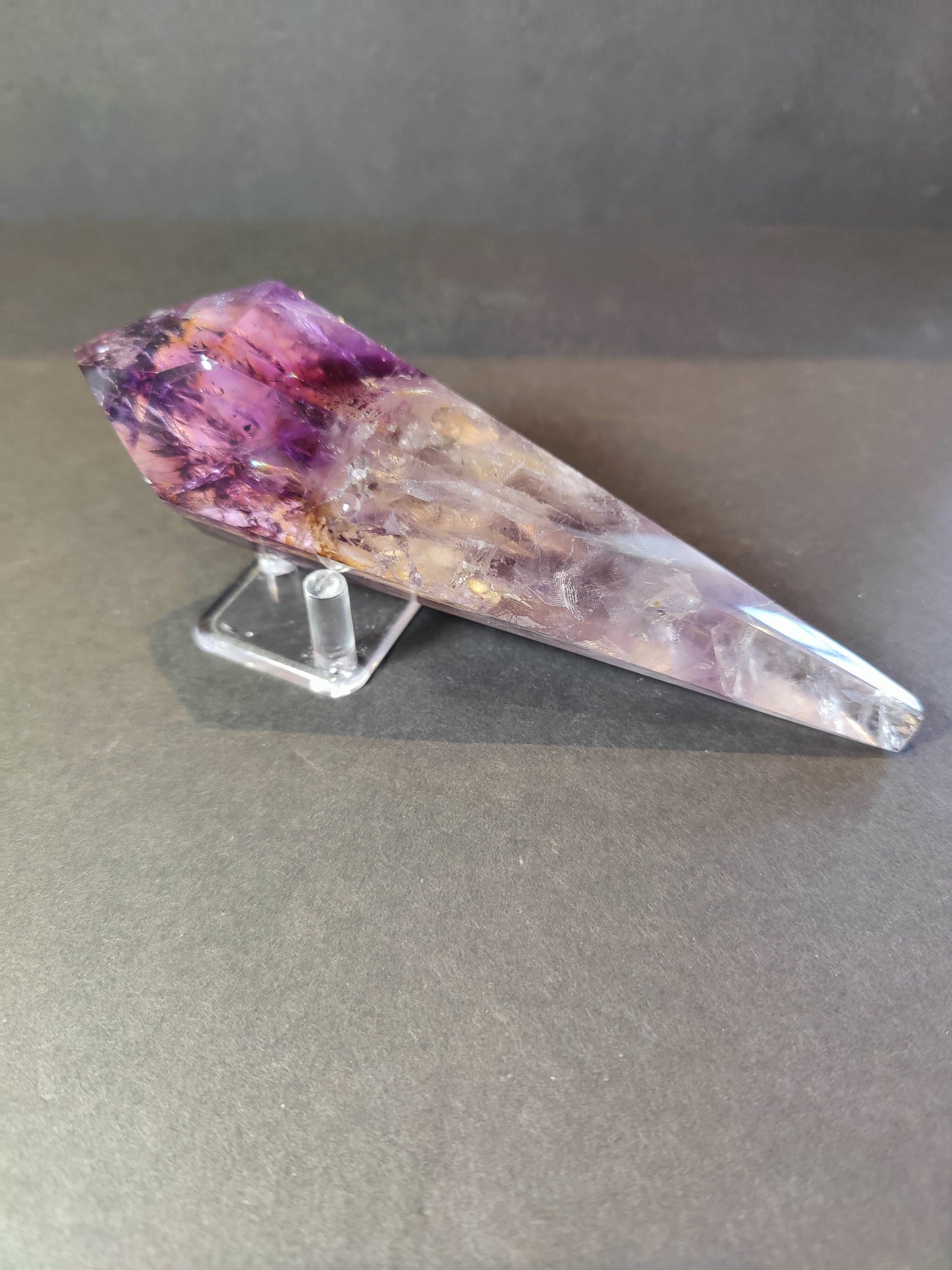Amethyst Polished Scepter Wand on Metal Stand