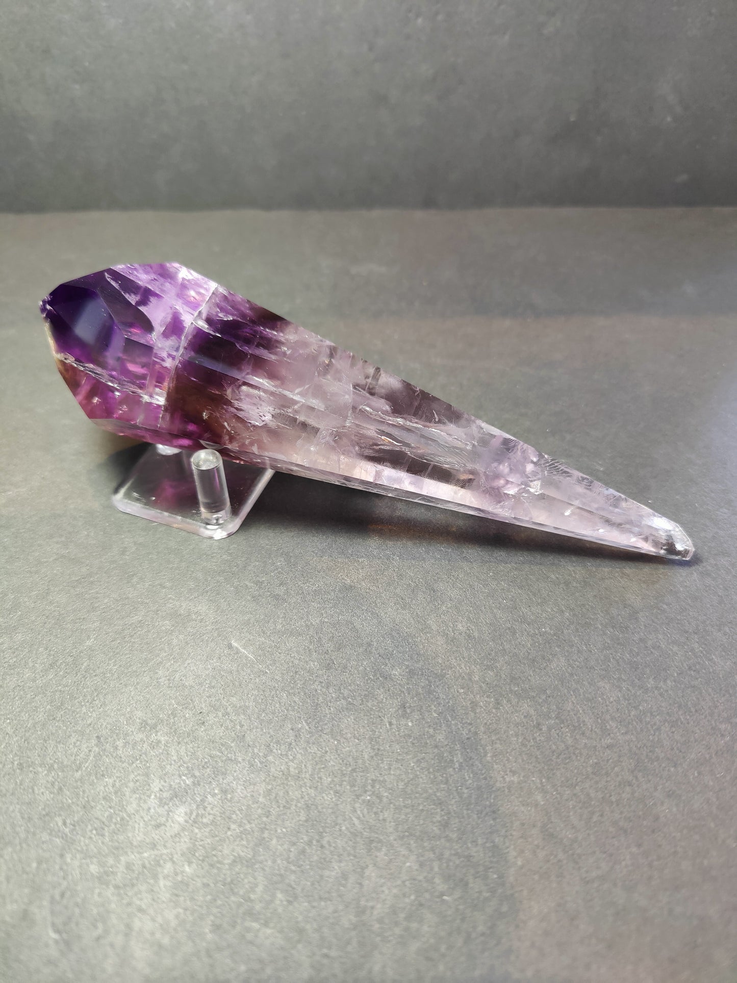 Amethyst Polished Scepter Wand on Metal Stand
