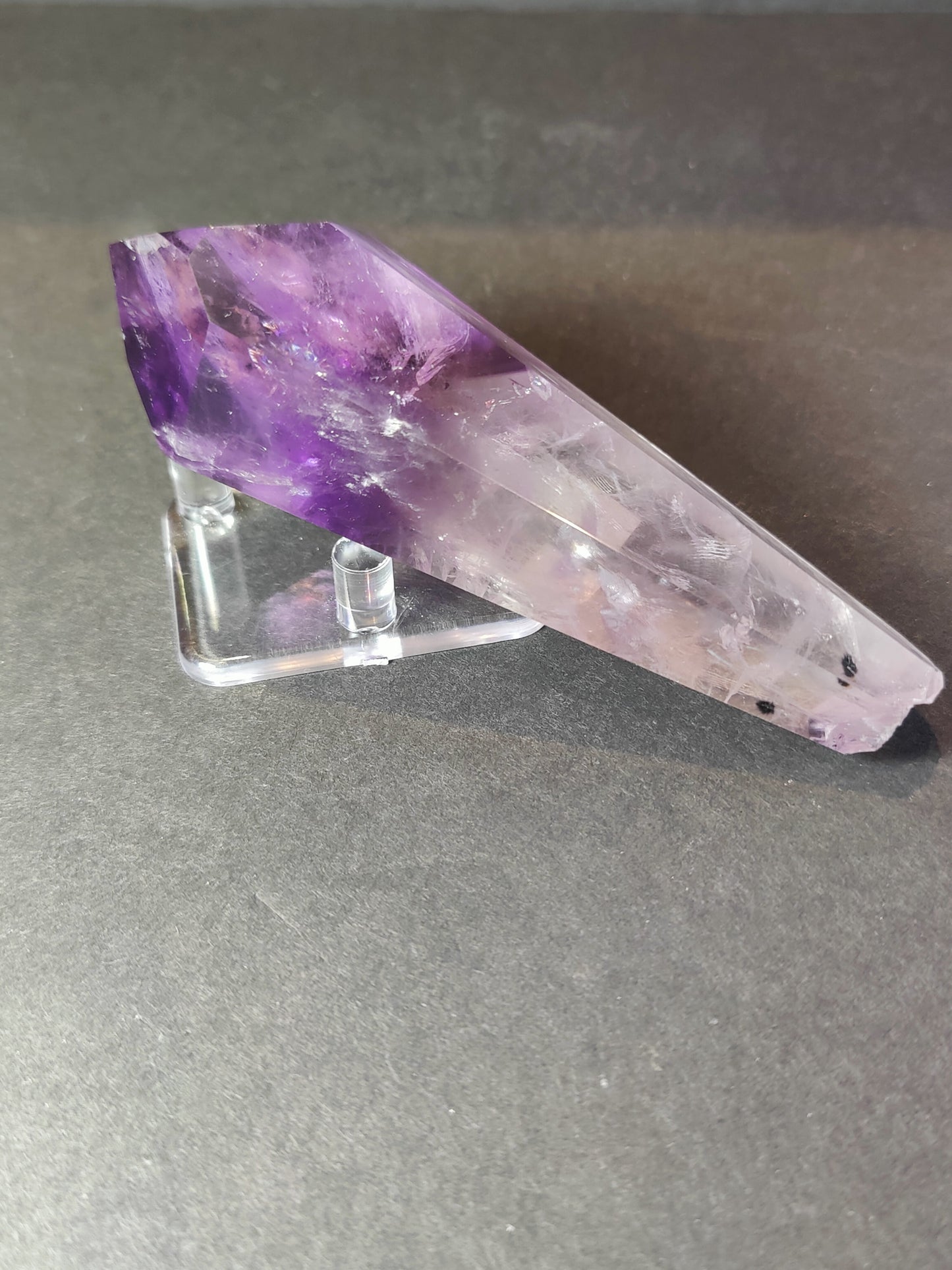 Amethyst Polished Scepter Wand on Metal Stand
