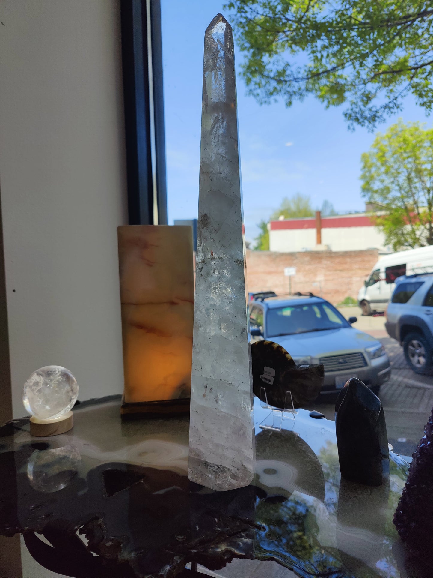 Clear Quartz Polished Obelisk Sculpture 3.35kg 20.5" | Rare Earth Gallery